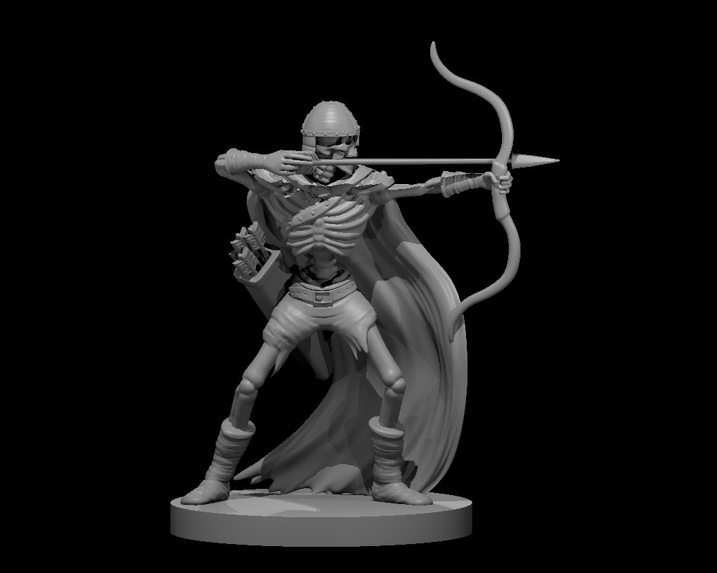 Unpainted resin miniature of a skeleton archer, sculpted by MZ4250