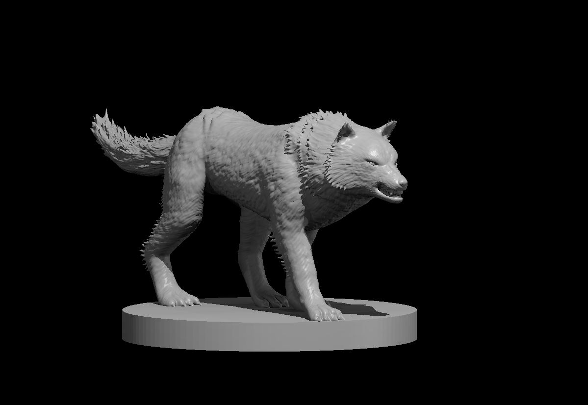 Unpainted resin miniature of a wolf, sculpted by MZ4250