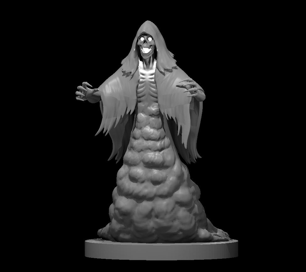 Unpainted resin miniature of a wraith rising from the ground, sculpted by MZ4250
