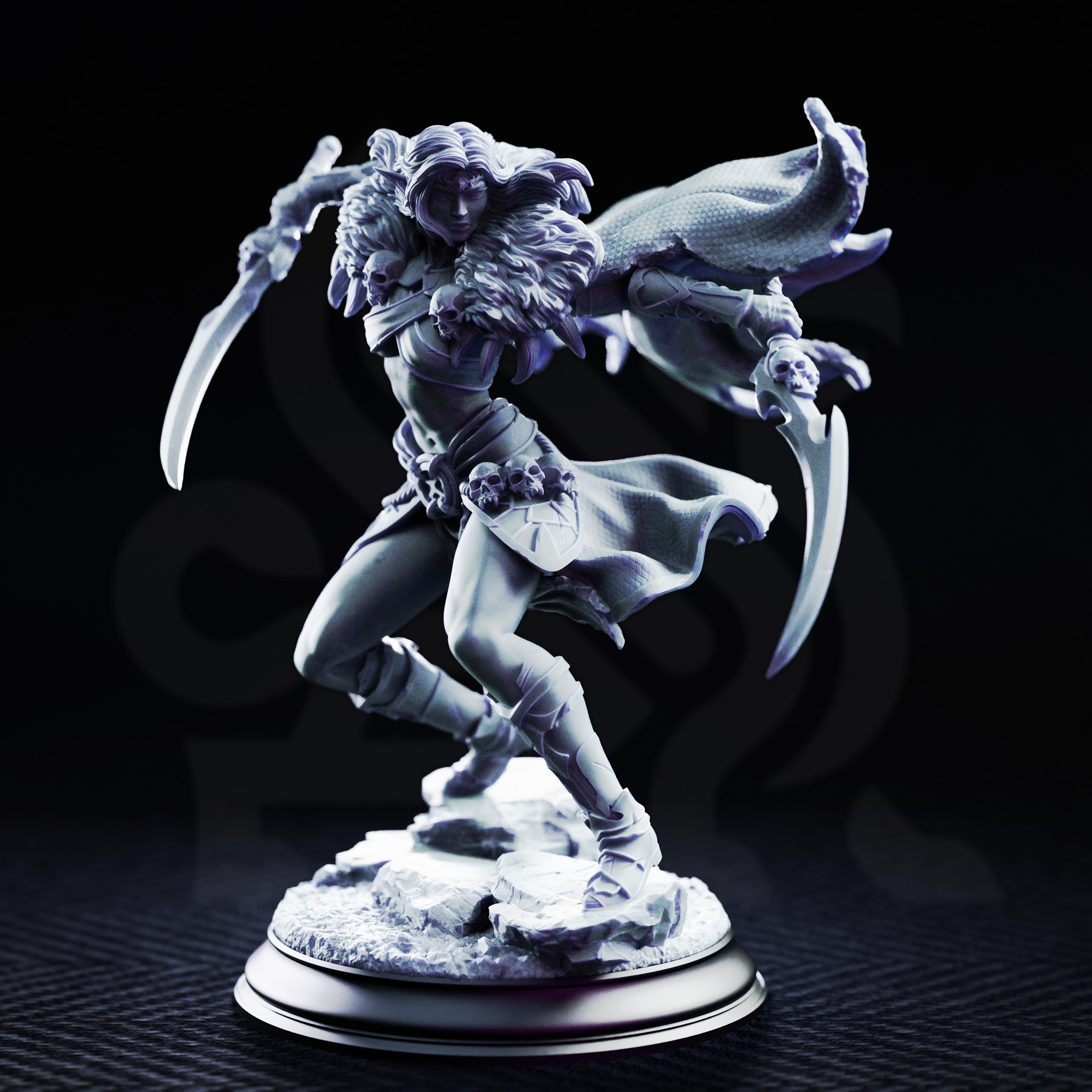Unpainted resin miniature of Nara’zin, irinax’s fangs
