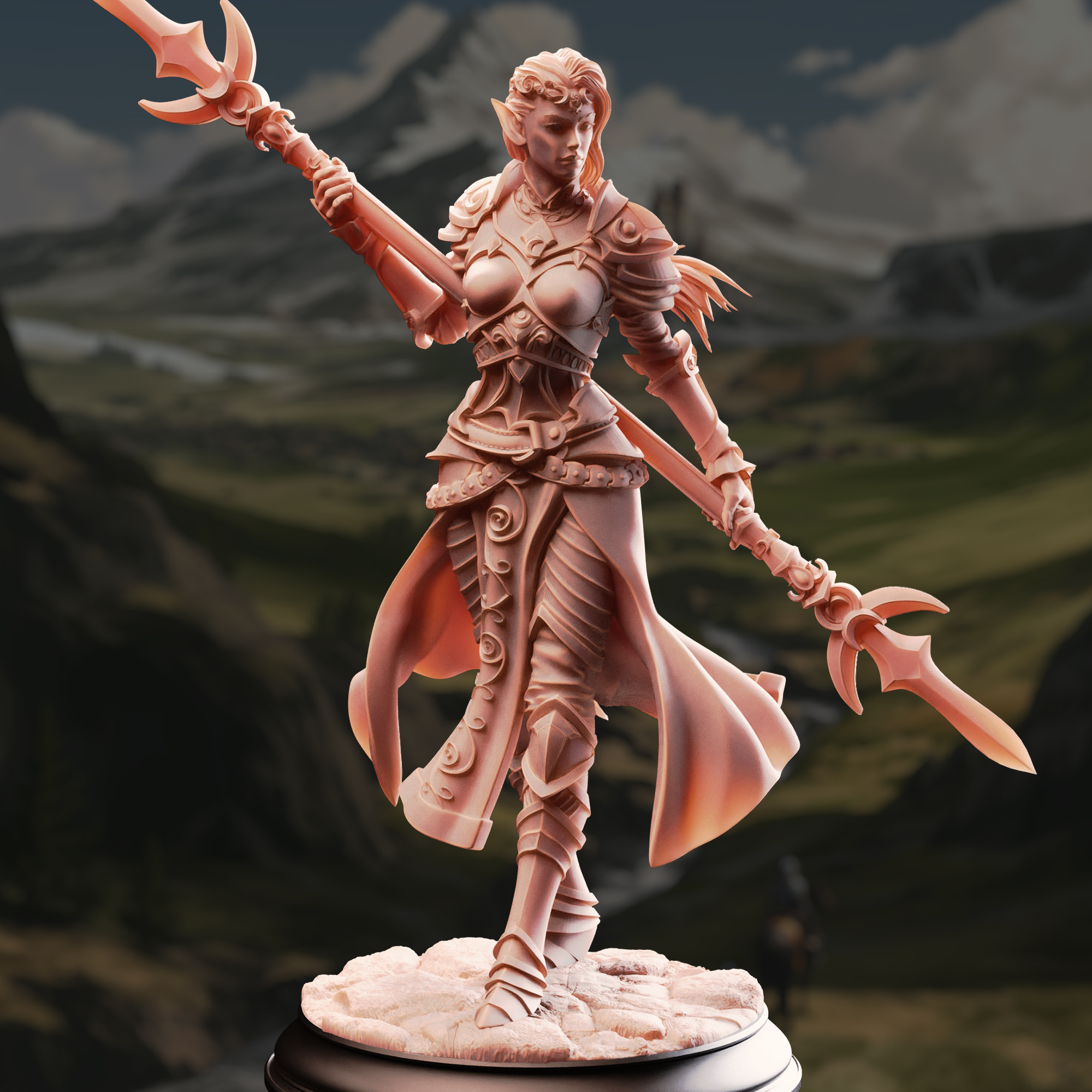 Unpainted resin miniature of Ninera Glynvari, blade of the crescent moon — view 2 of 4