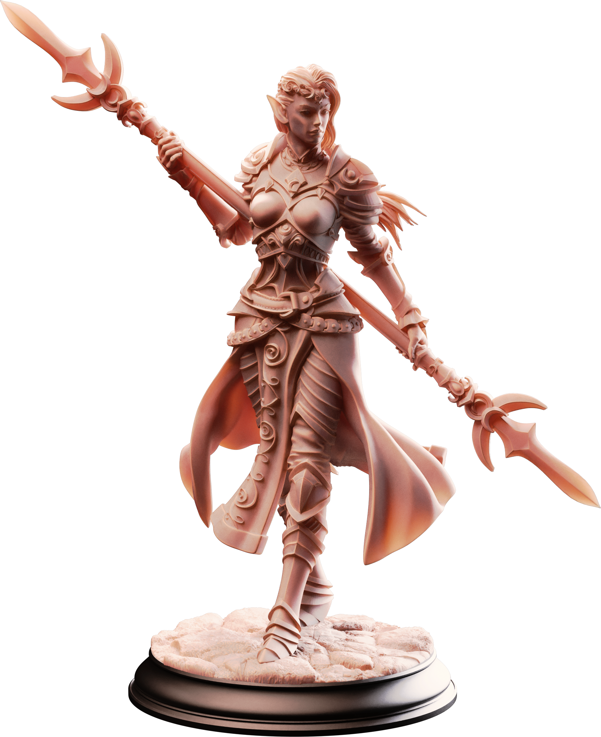 Unpainted resin miniature of Ninera Glynvari, blade of the crescent moon — view 4 of 4