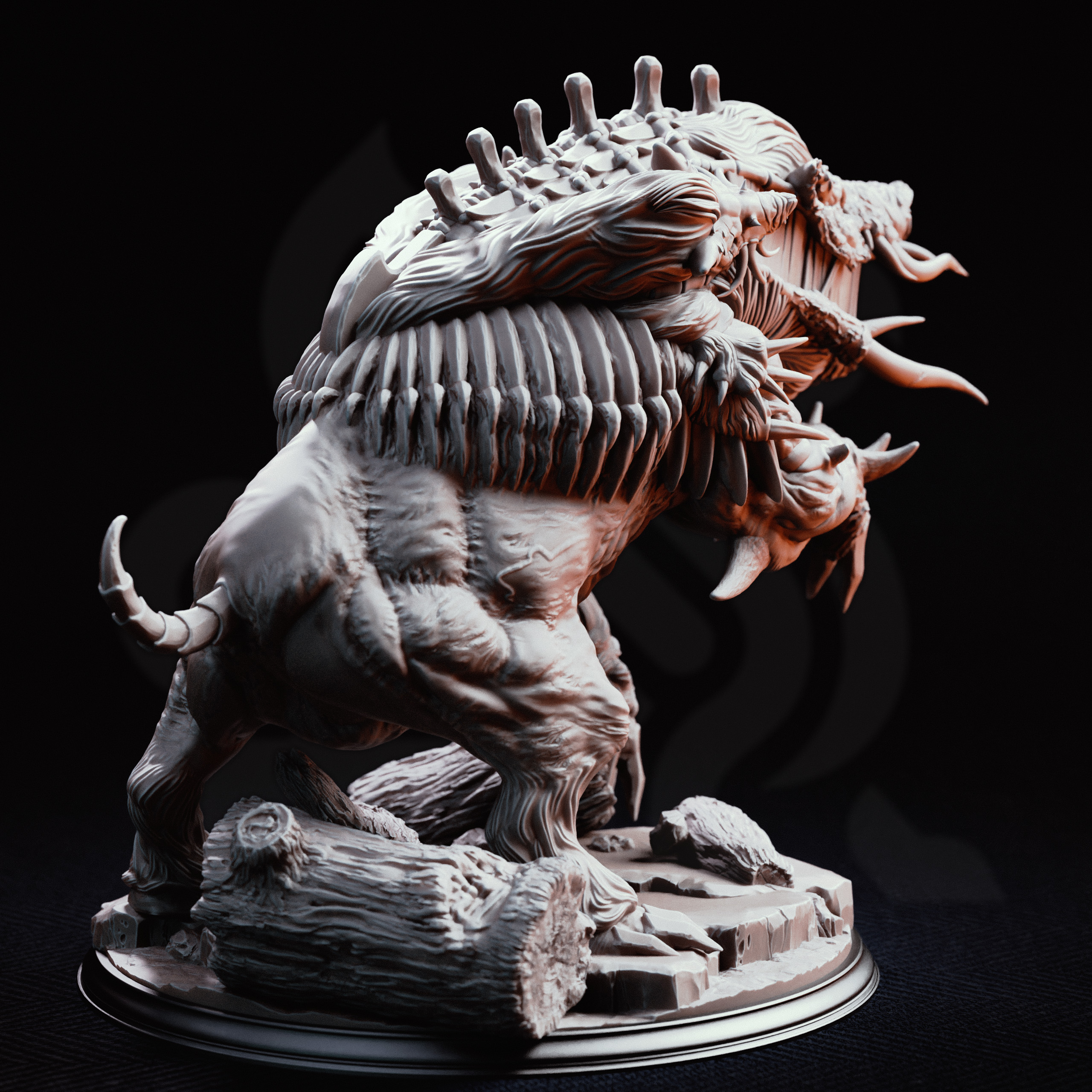 Unpainted resin miniature of Nogoron, an aberration, on a round base — view 3 of 4