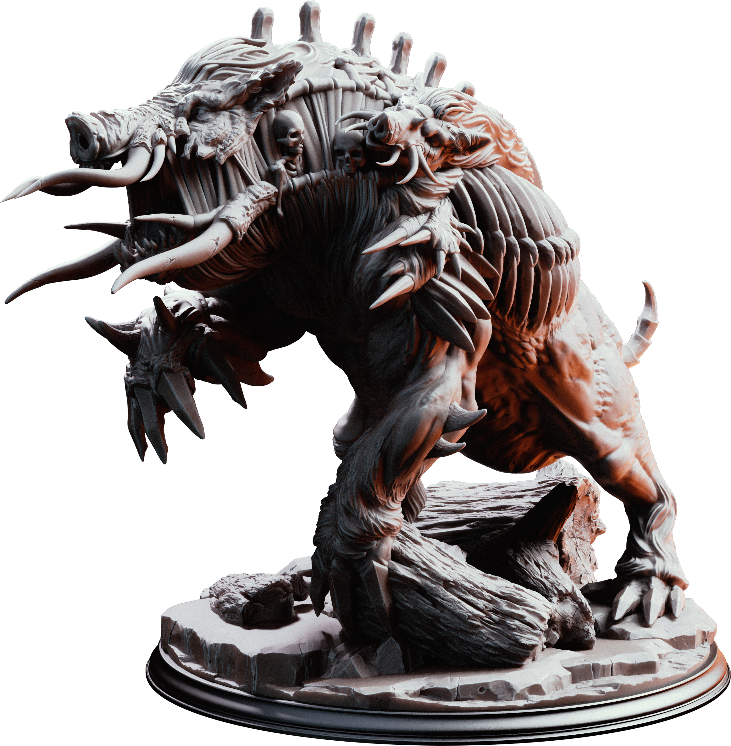 Unpainted resin miniature of Nogoron, an aberration, on a round base — view 4 of 4