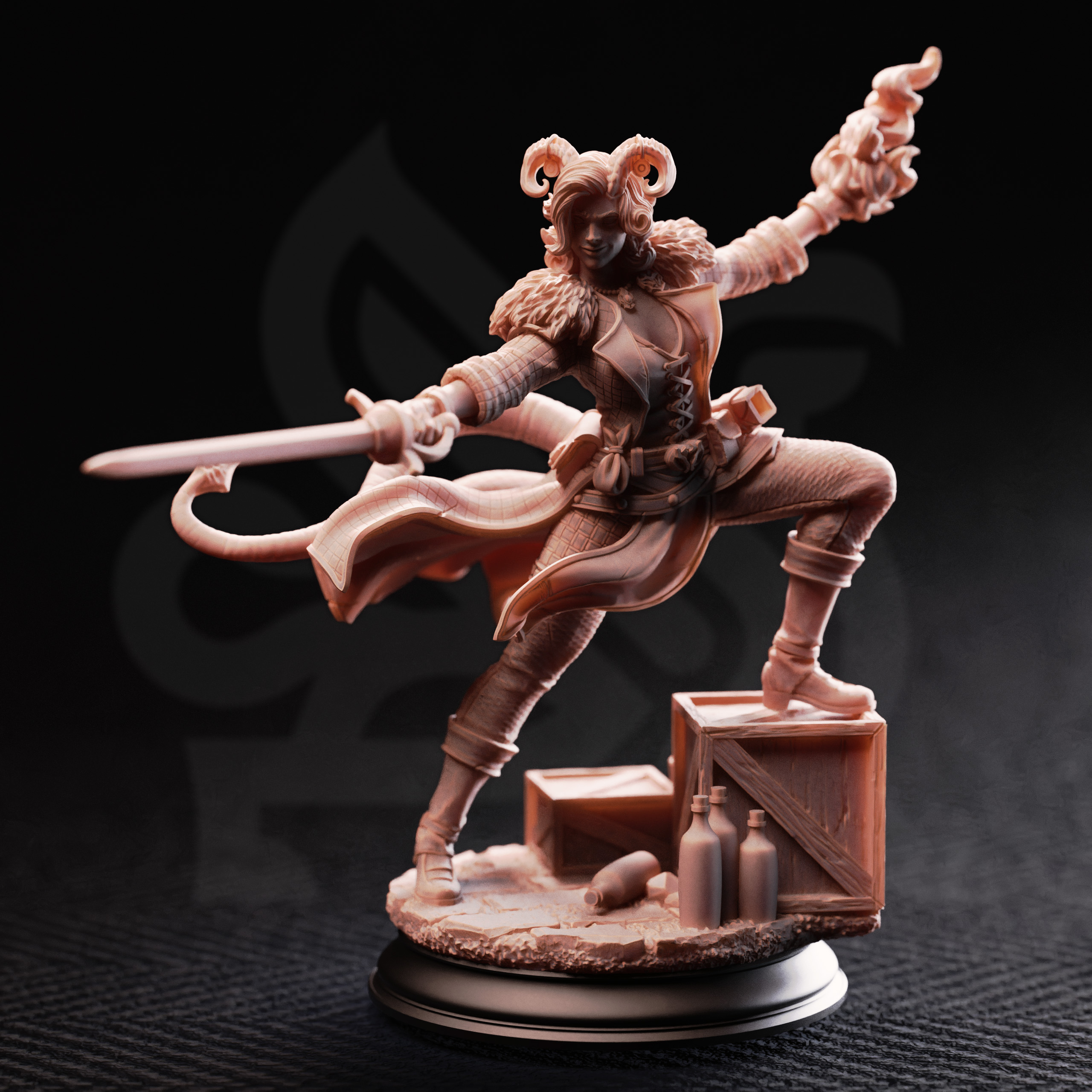 Unpainted resin miniature of Octavia, resistance fighter