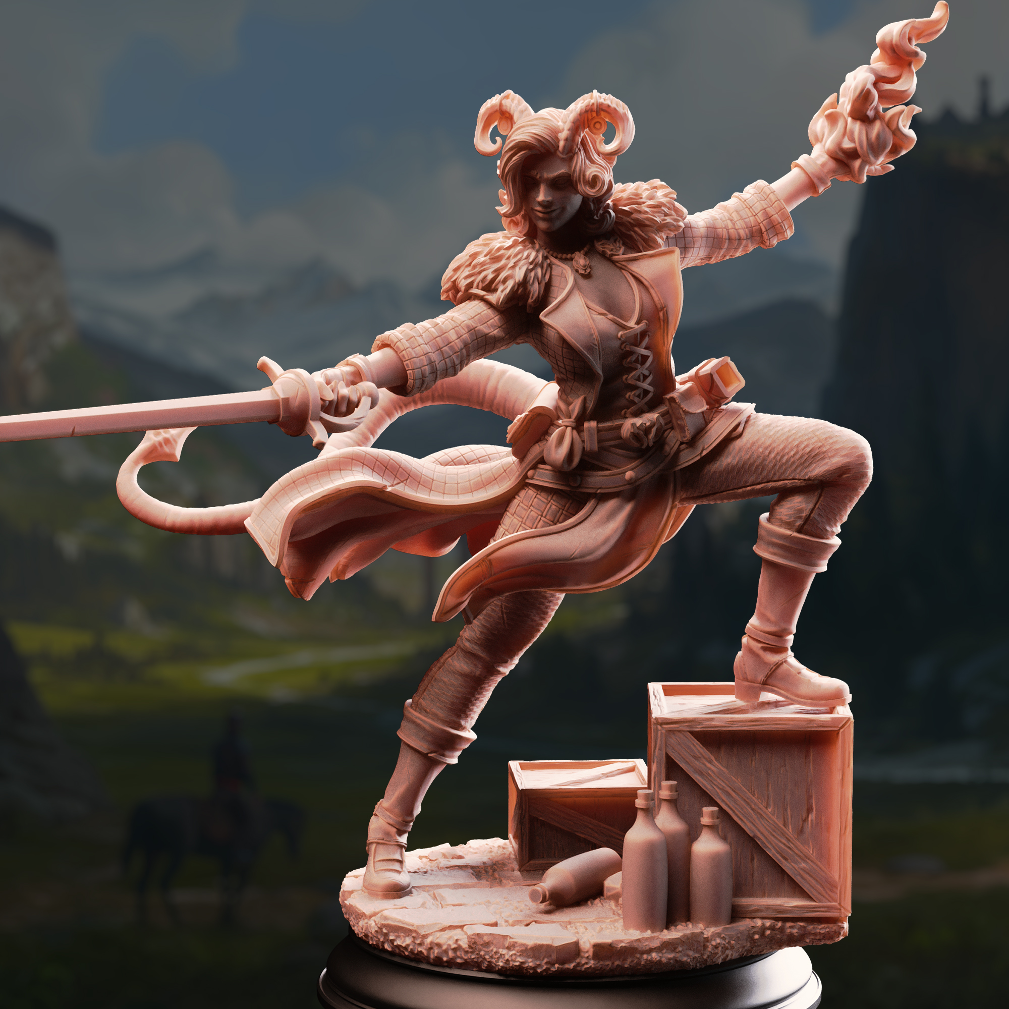 Unpainted resin miniature of Octavia, resistance fighter — view 2 of 4
