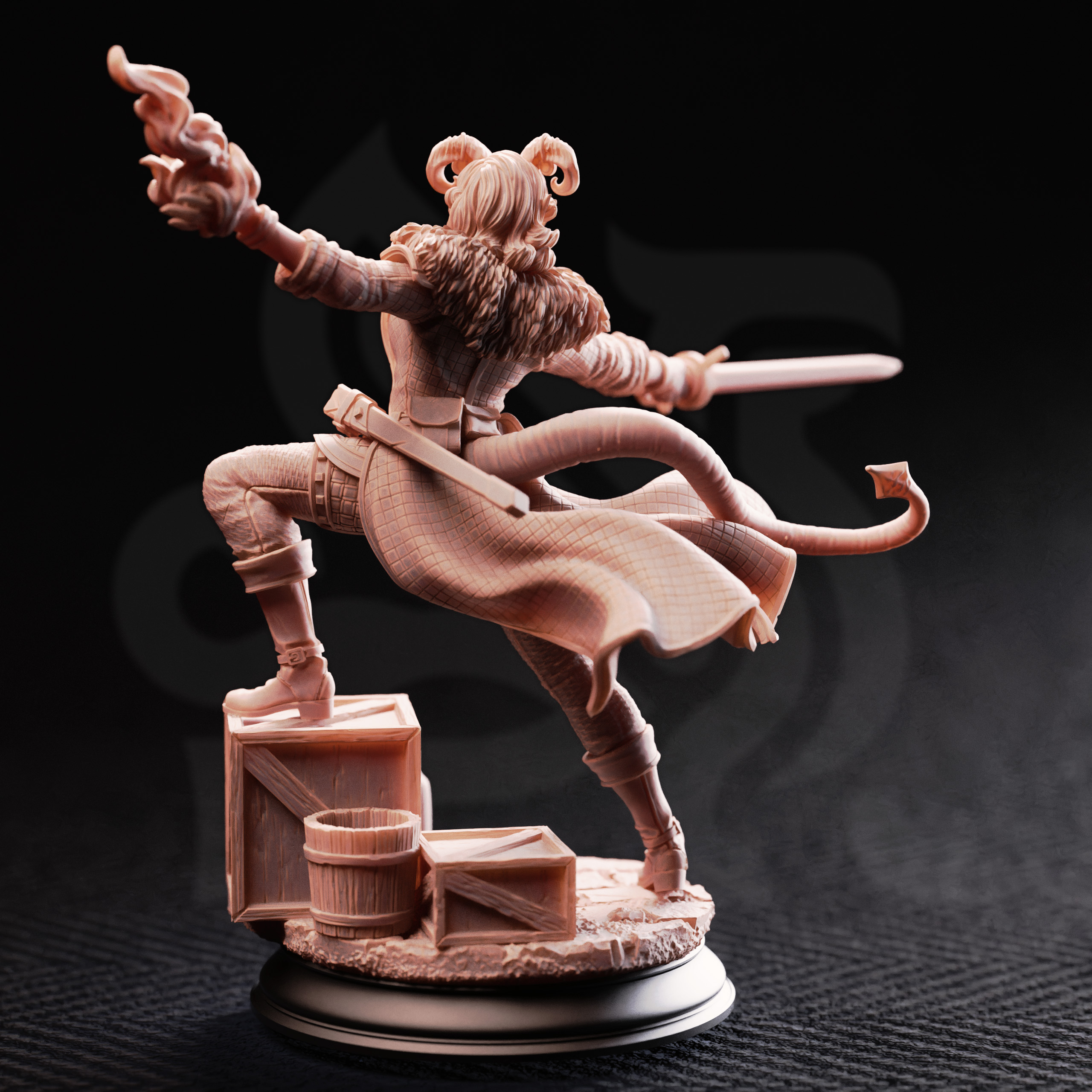 Unpainted resin miniature of Octavia, resistance fighter — view 3 of 4