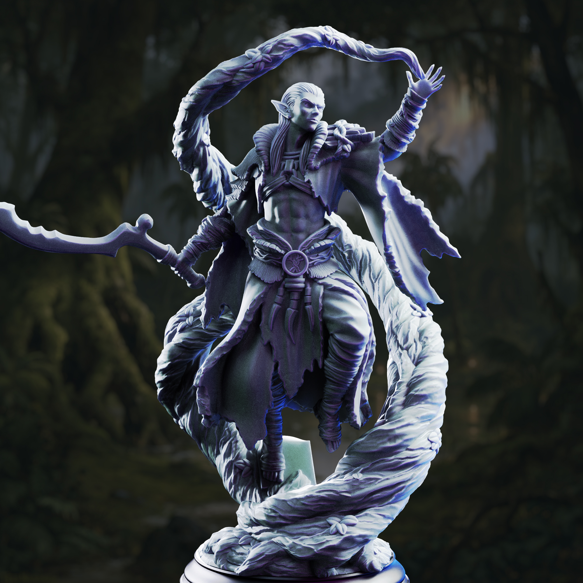 Unpainted resin miniature of Orathin the Listener, caretaker of the swamp — view 2 of 4