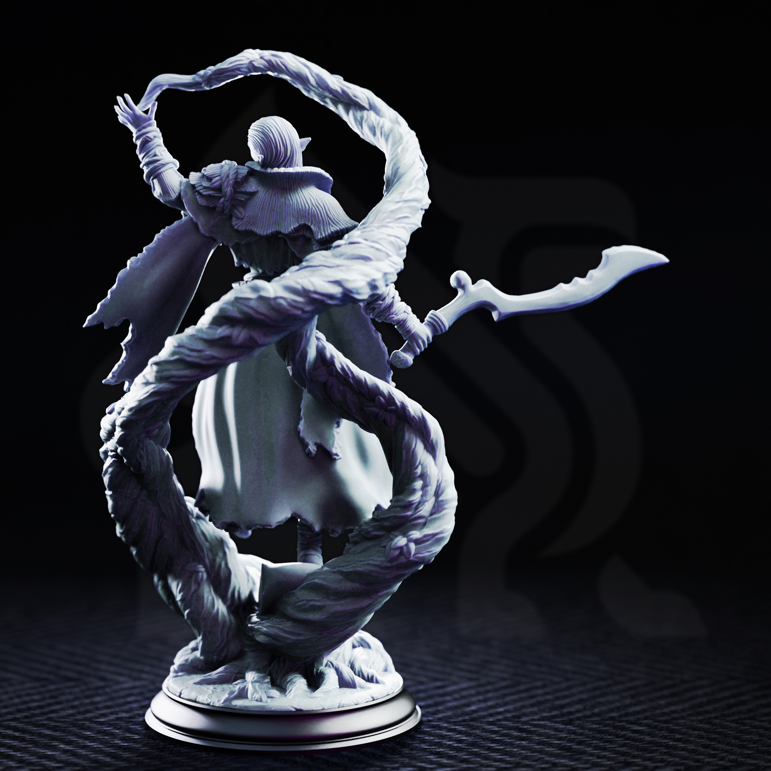 Unpainted resin miniature of Orathin the Listener, caretaker of the swamp — view 3 of 4