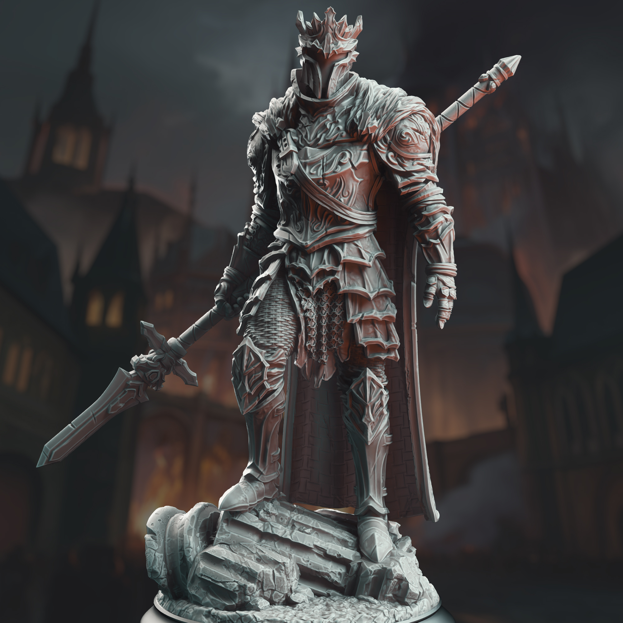 Unpainted resin miniature of Orsinius the Faithless - Knight of Pride