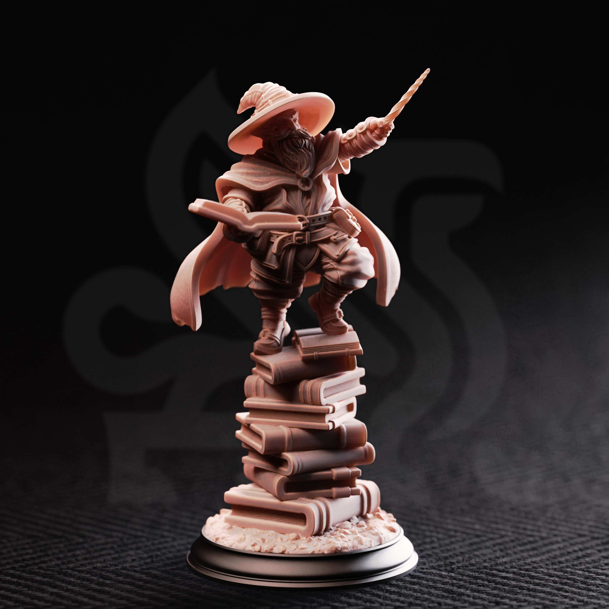 Unpainted resin miniature of Pepitos the Manic, professor of the arcane