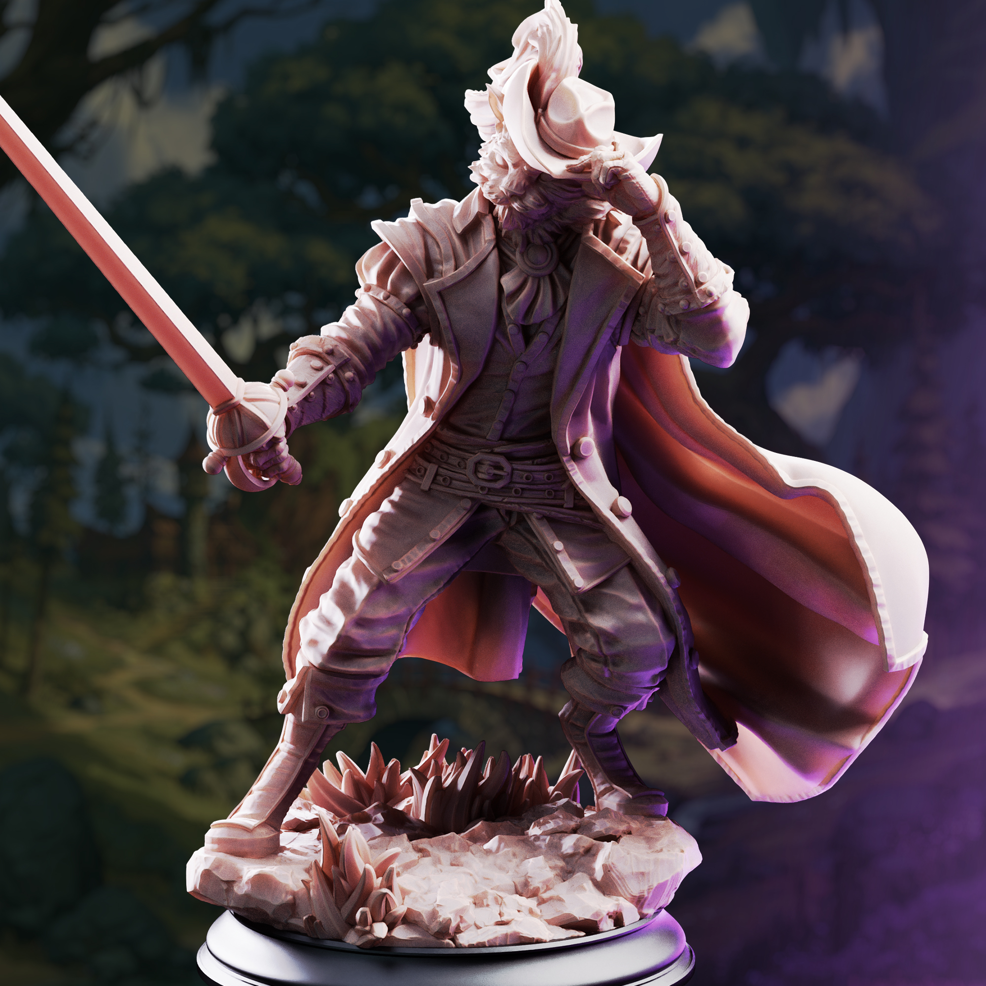 Unpainted resin miniature of Puss-In-Boots, tabaxi fencer — view 2 of 4