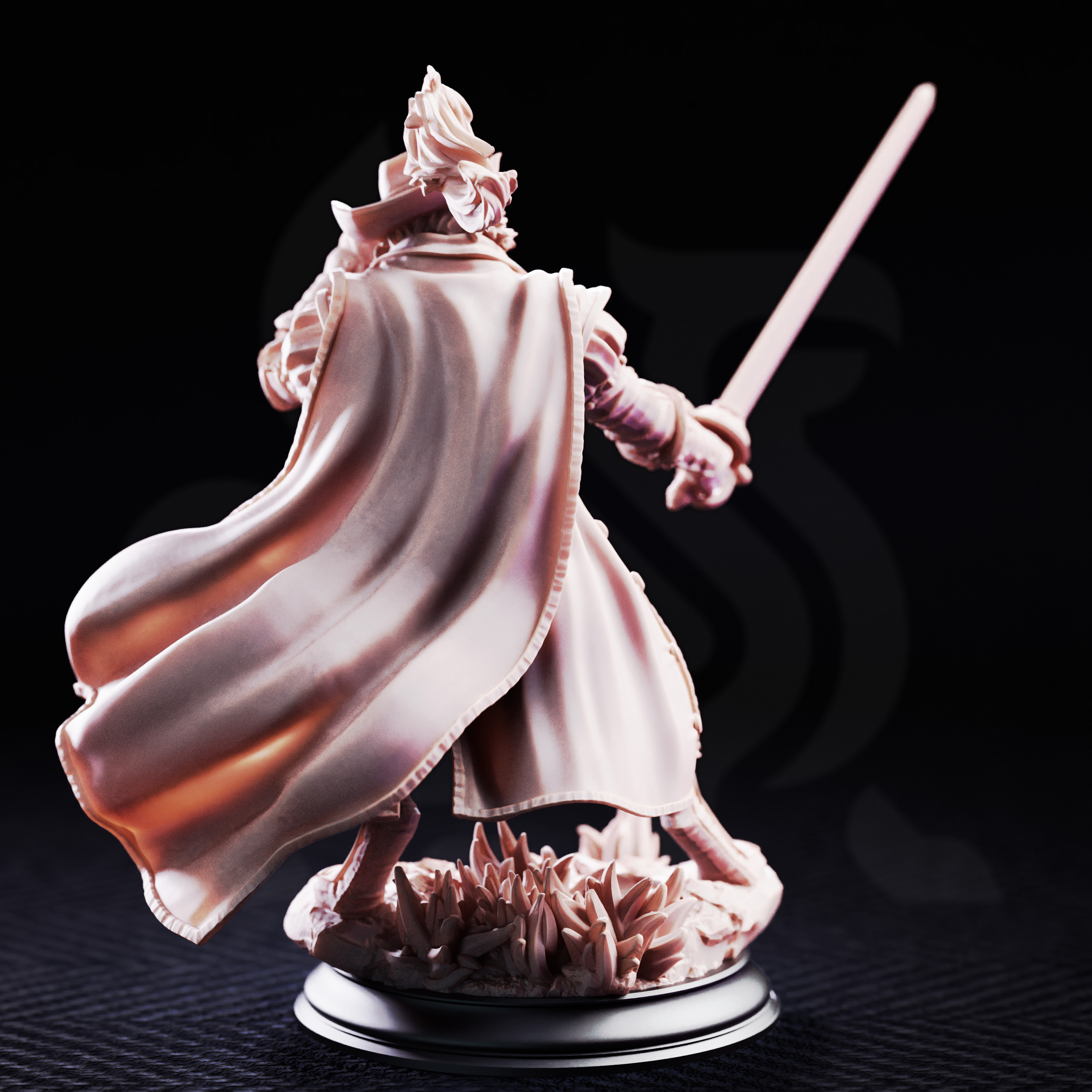 Unpainted resin miniature of Puss-In-Boots, tabaxi fencer — view 3 of 4