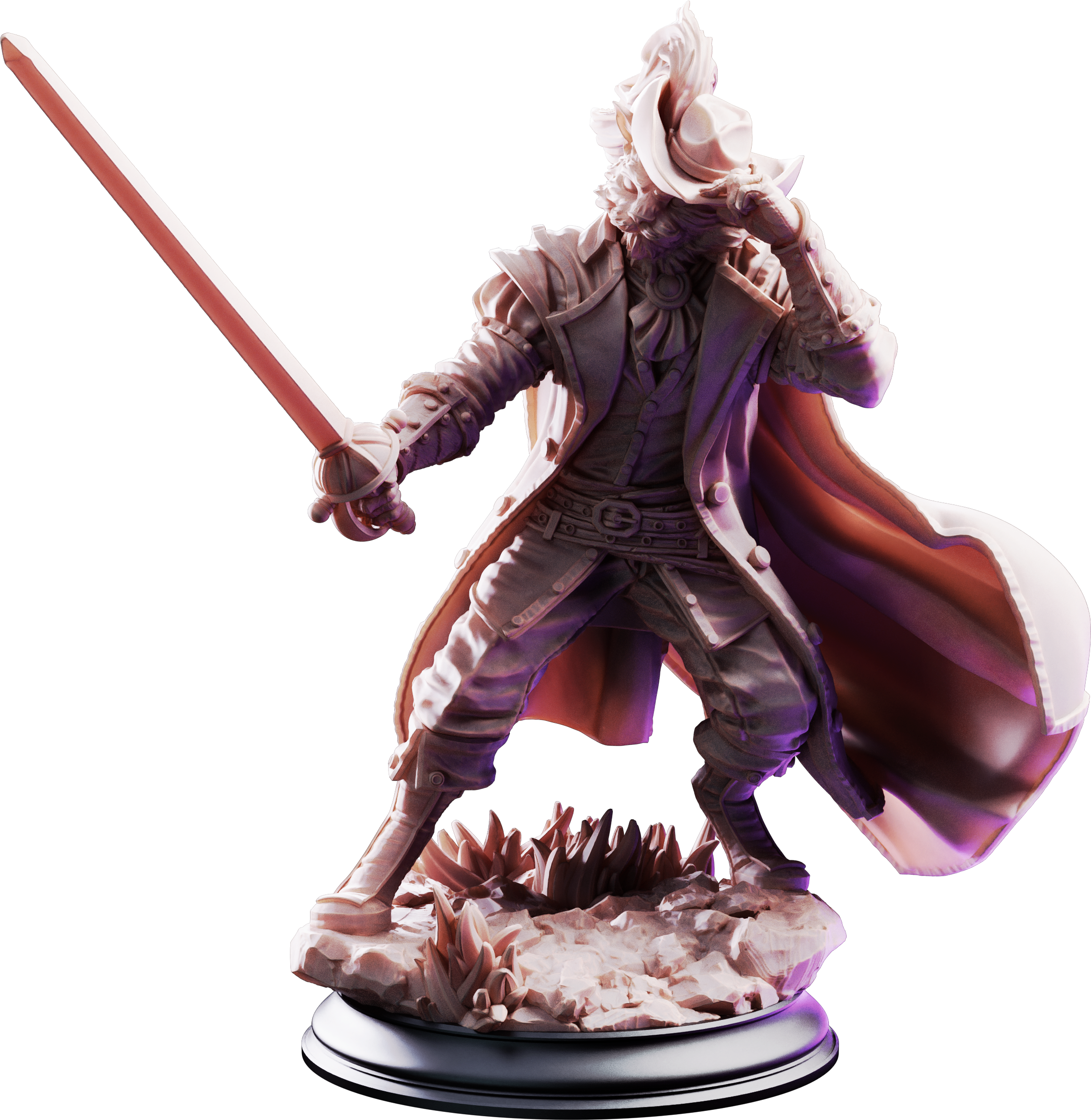 Unpainted resin miniature of Puss-In-Boots, tabaxi fencer — view 4 of 4