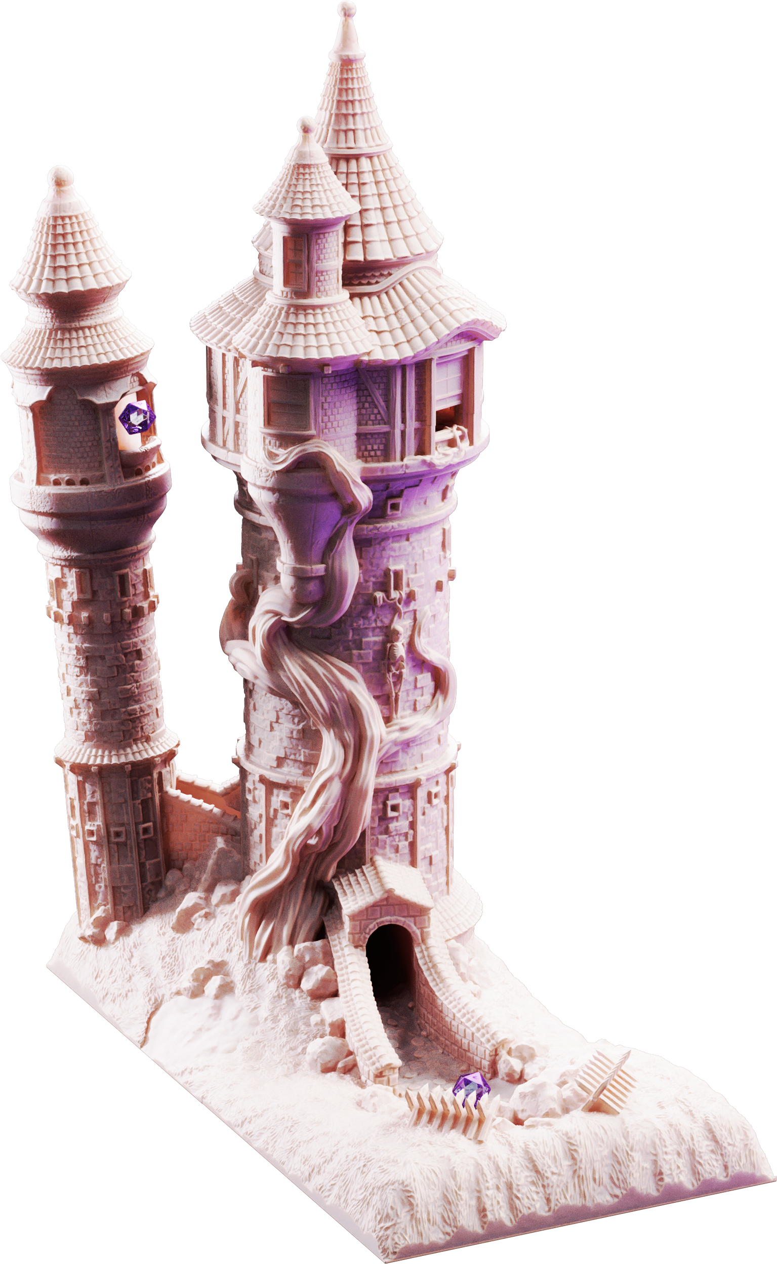 Unpainted resin miniature of Rapunzel’s Cursed Tower, playable dice tower terrain — view 6 of 6