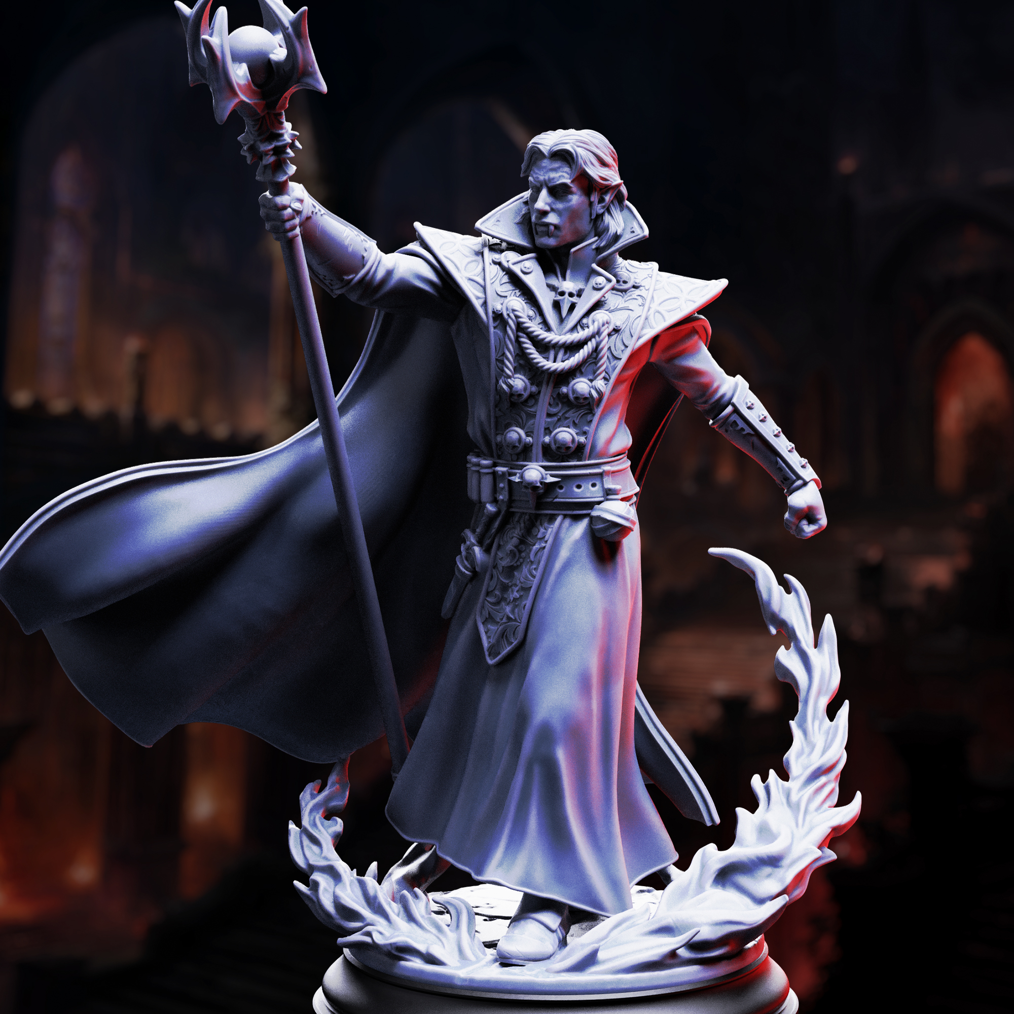 Unpainted resin miniature of Renard the Black Hearted, vampire haemomancer — view 2 of 4
