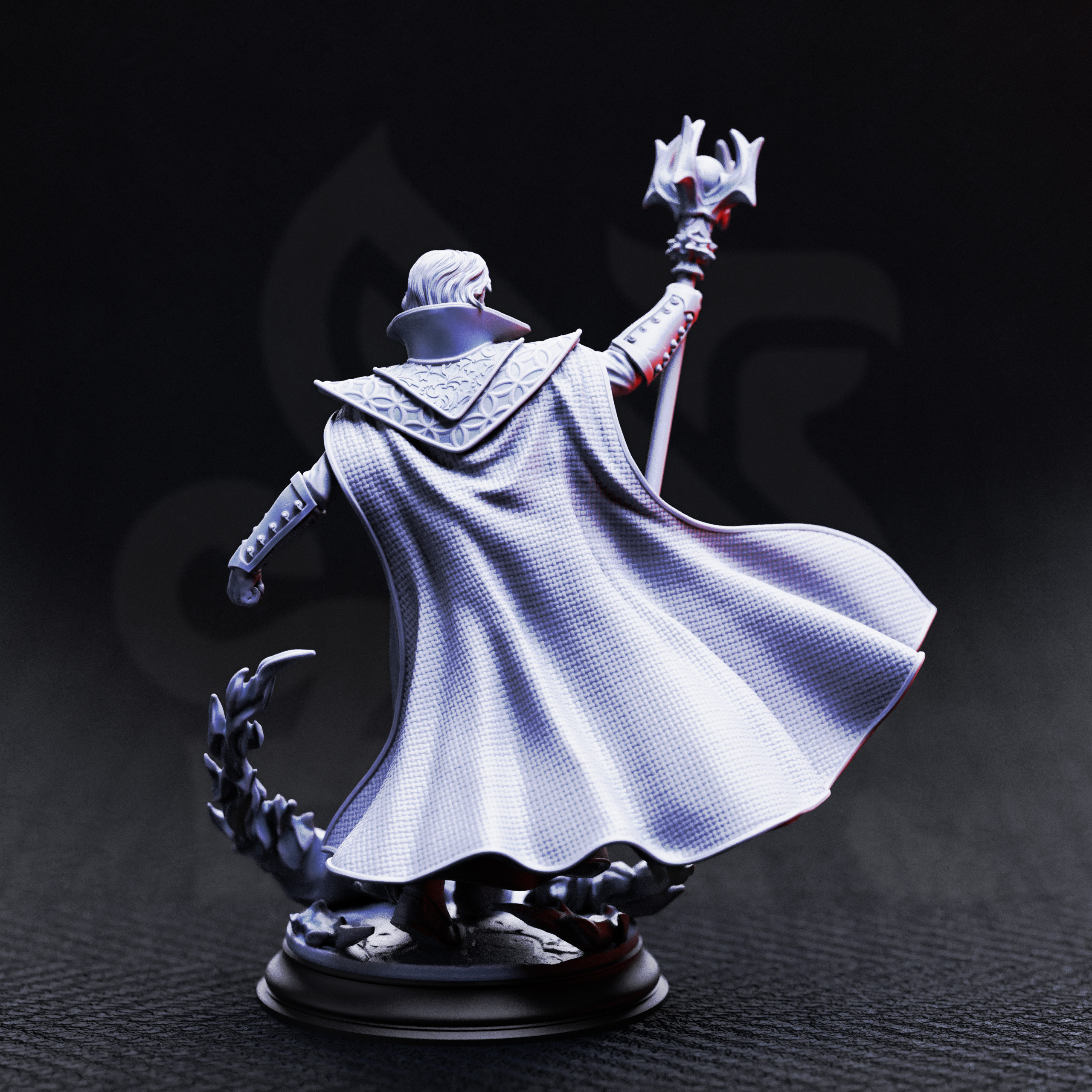 Unpainted resin miniature of Renard the Black Hearted, vampire haemomancer — view 3 of 4