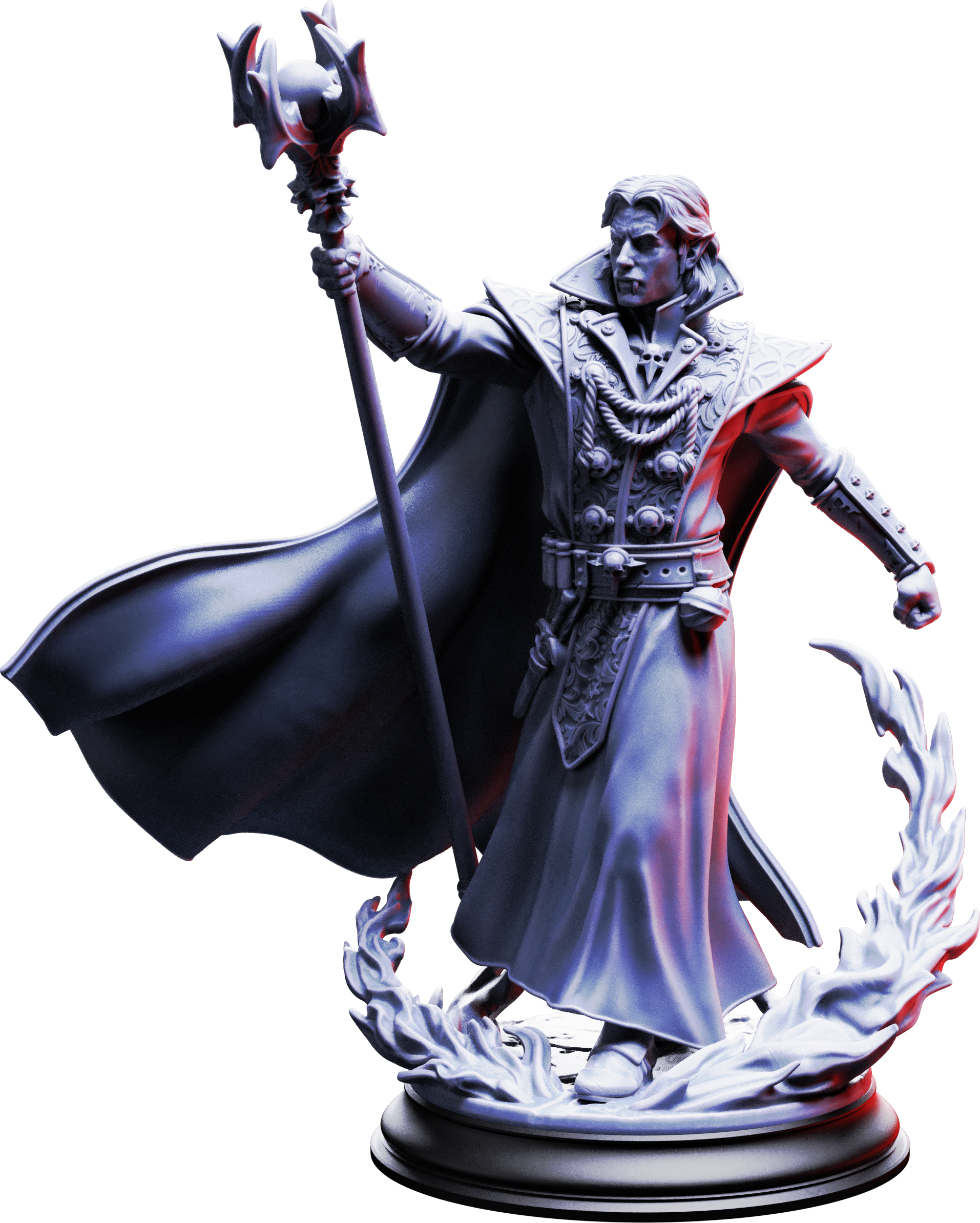 Unpainted resin miniature of Renard the Black Hearted, vampire haemomancer — view 4 of 4
