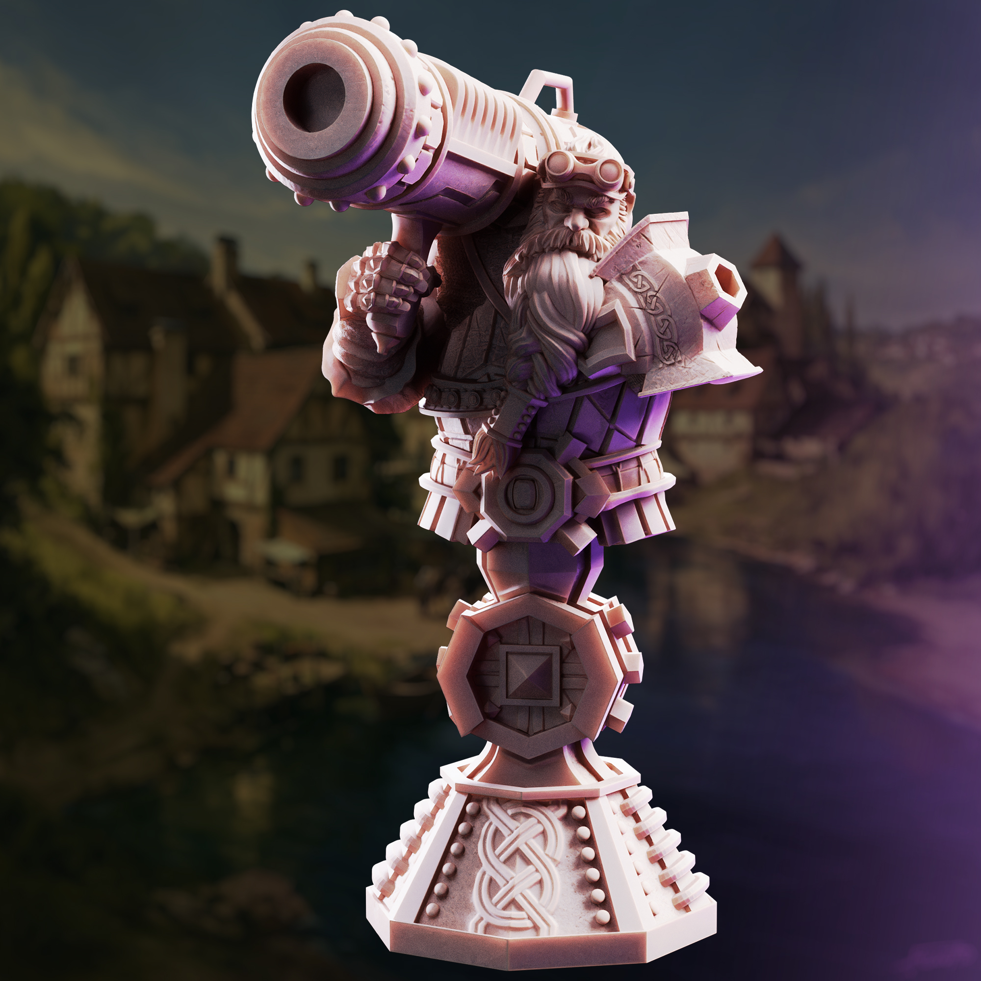 Unpainted resin miniature of Rook, dwarven cannoneer — view 2 of 4