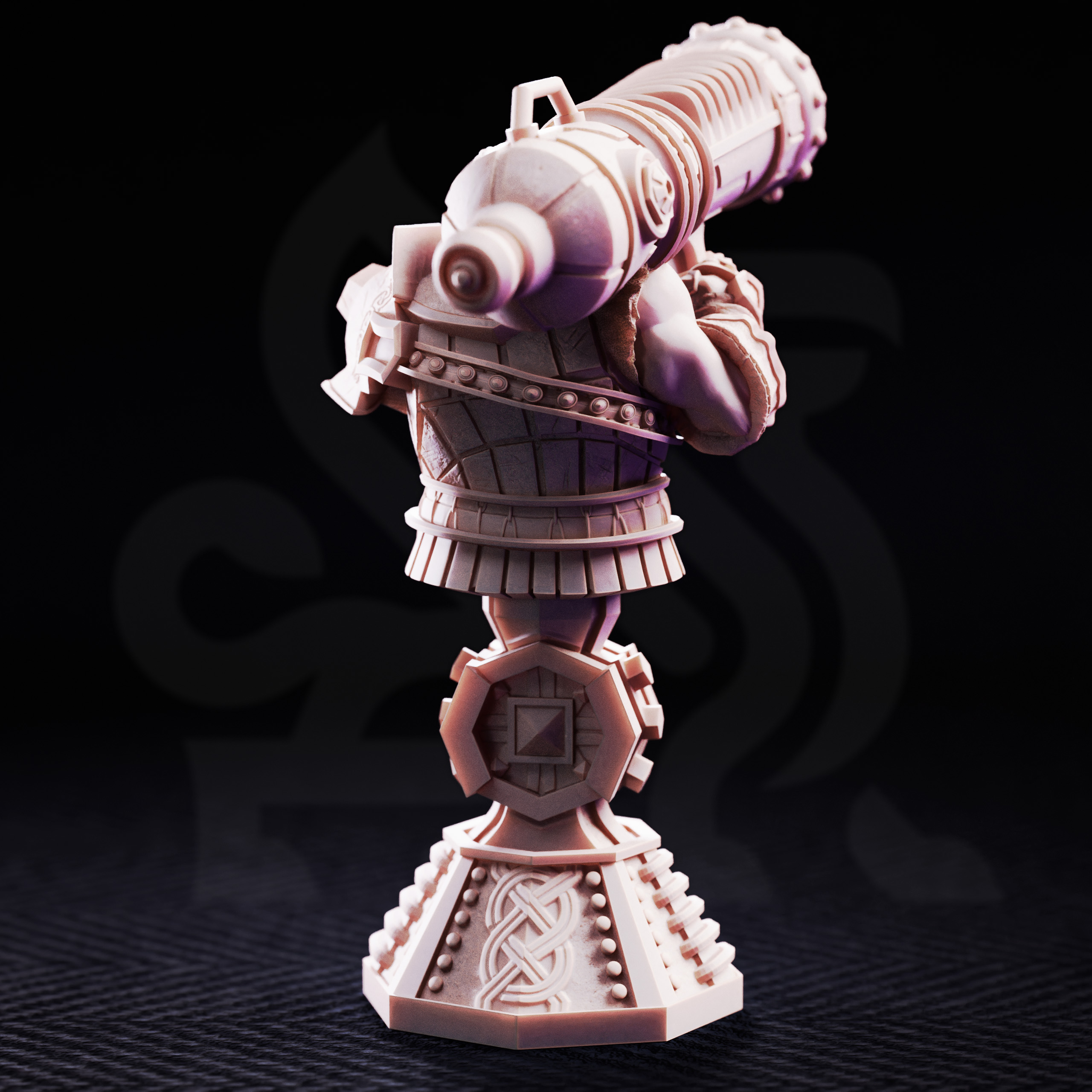 Unpainted resin miniature of Rook, dwarven cannoneer — view 3 of 4