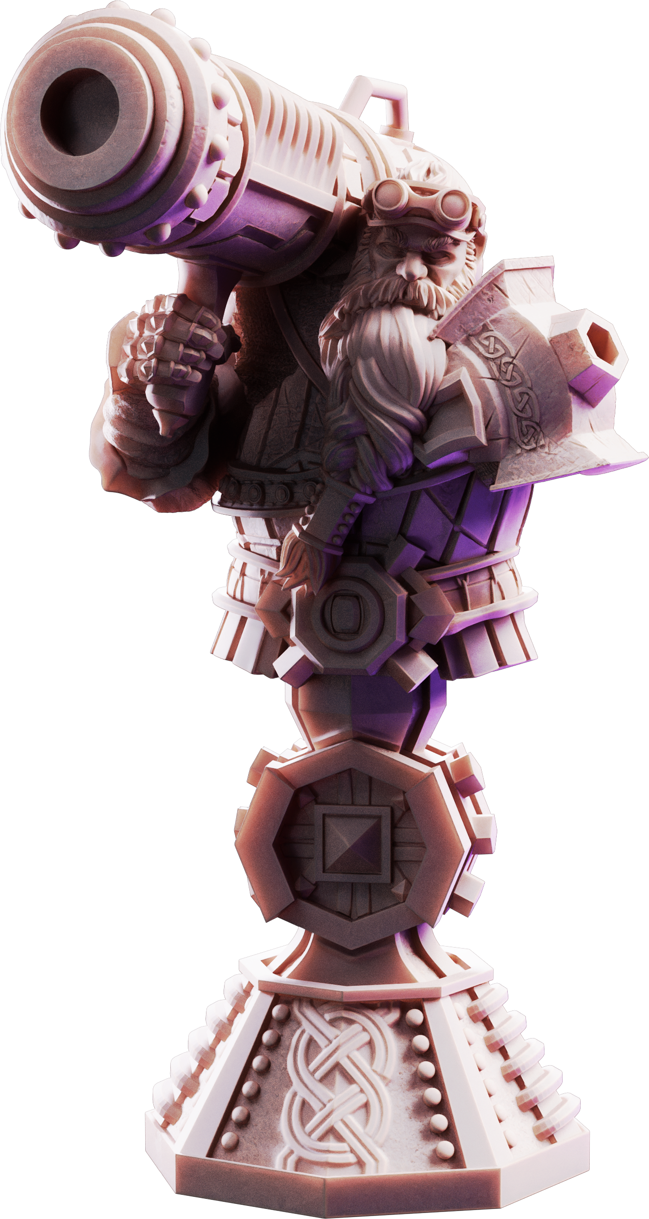 Unpainted resin miniature of Rook, dwarven cannoneer — view 4 of 4