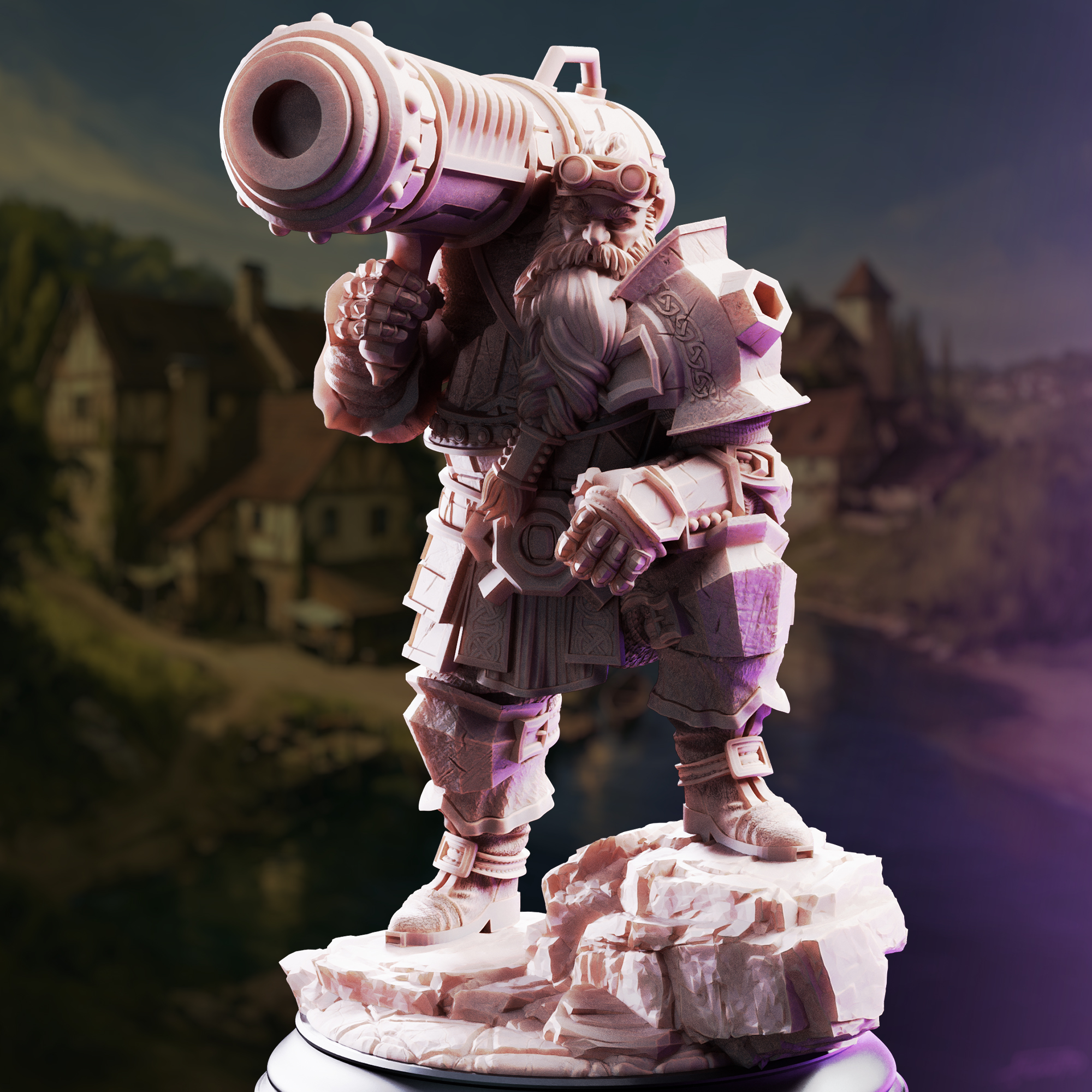 Unpainted resin miniature of Rook, dwarven cannoneer — view 2 of 4