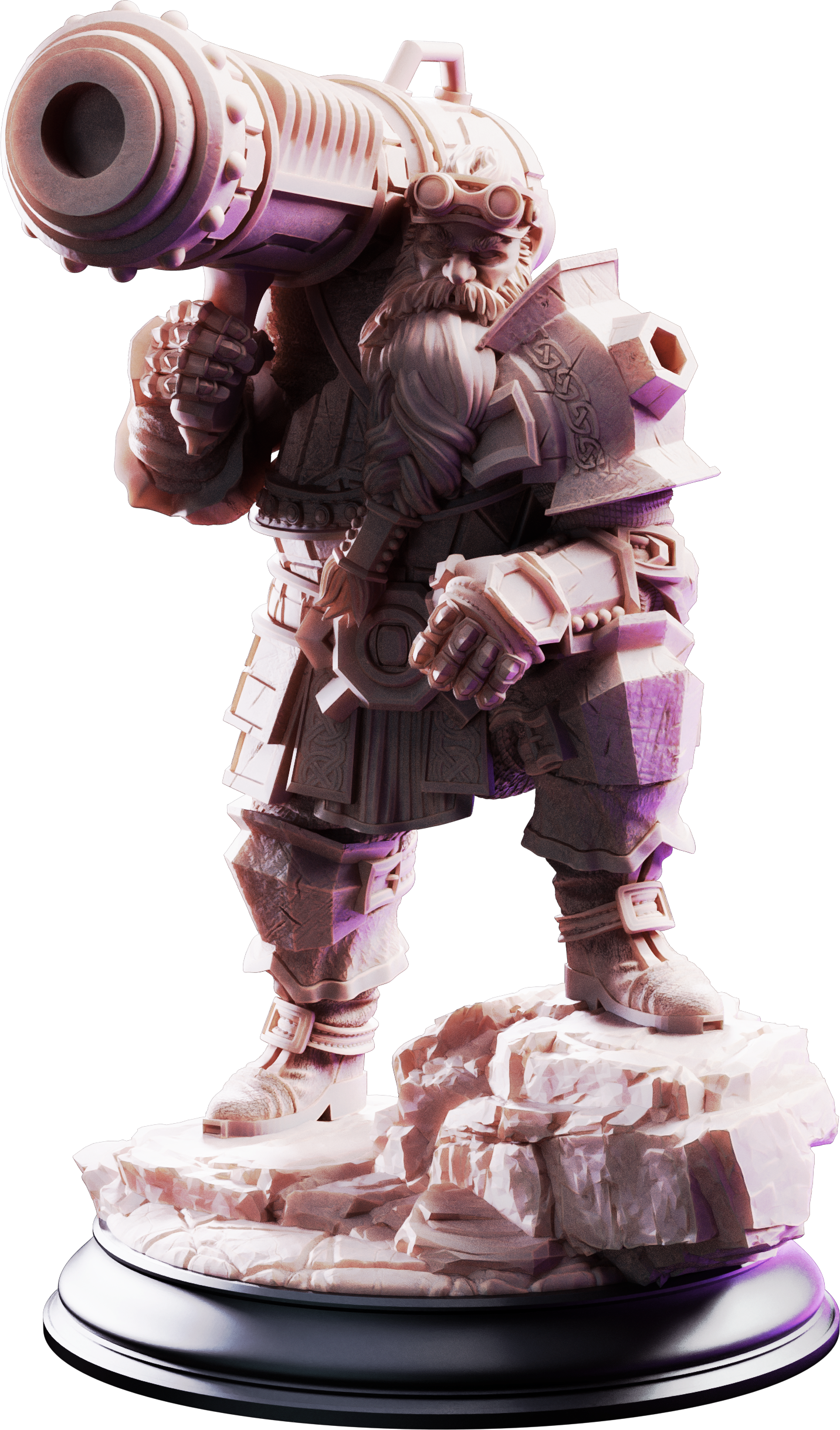 Unpainted resin miniature of Rook, dwarven cannoneer — view 4 of 4