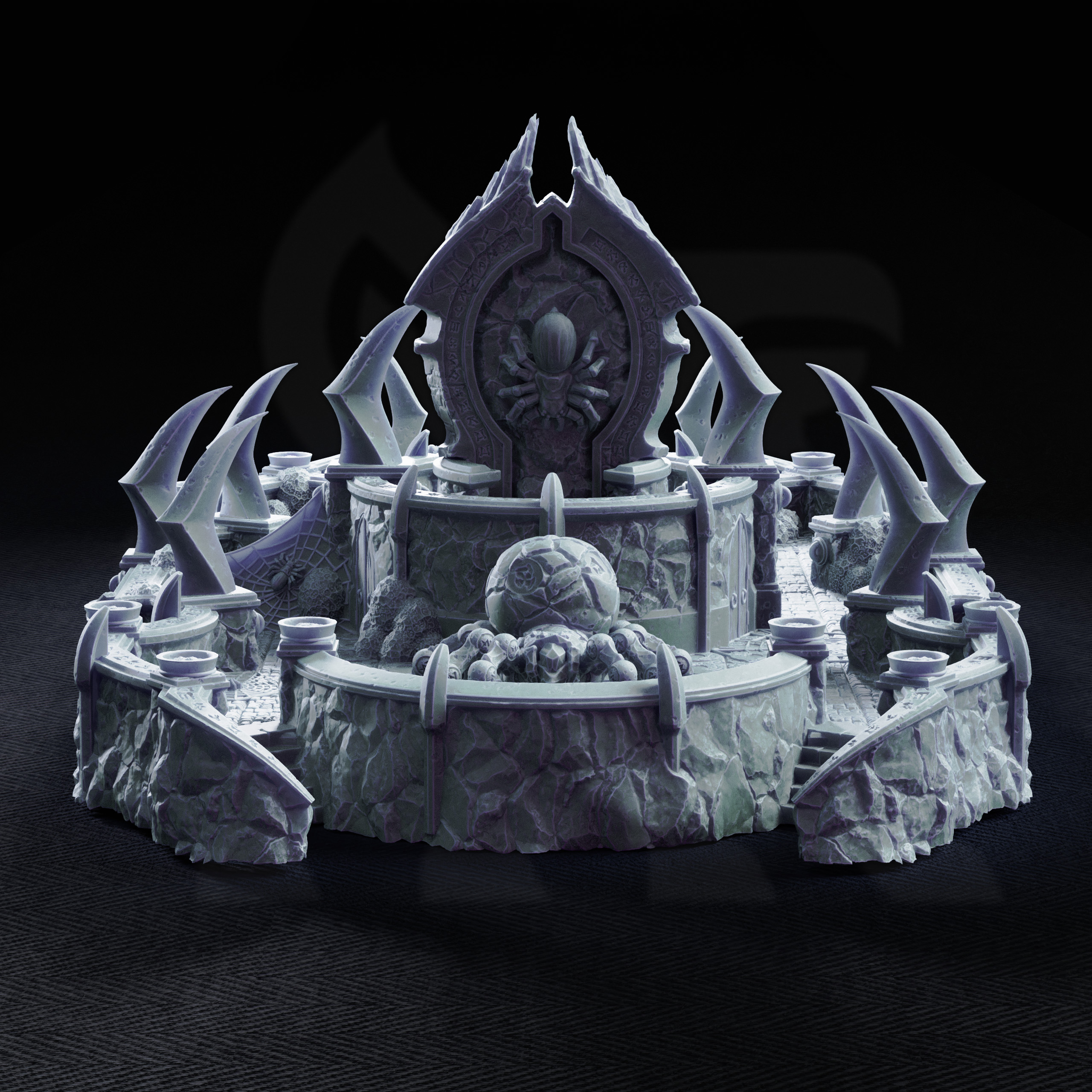Unpainted resin miniature of Sanctum of Irinax, drow spider shrine