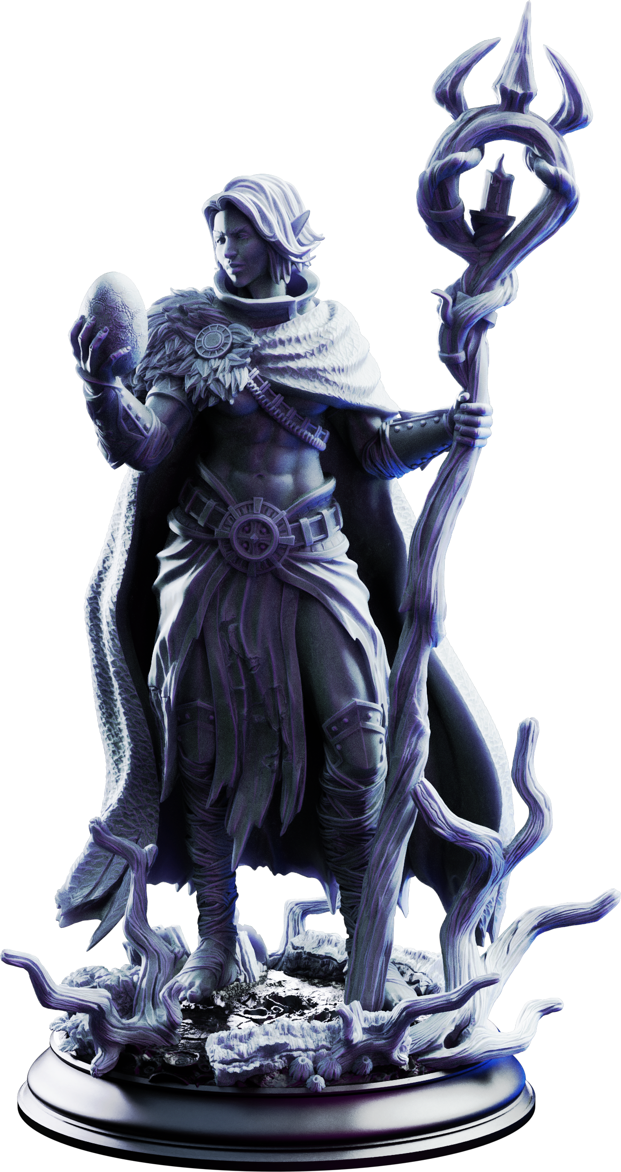 Unpainted resin miniature of Saratha the Watchful, priestess of the swamp — view 4 of 4
