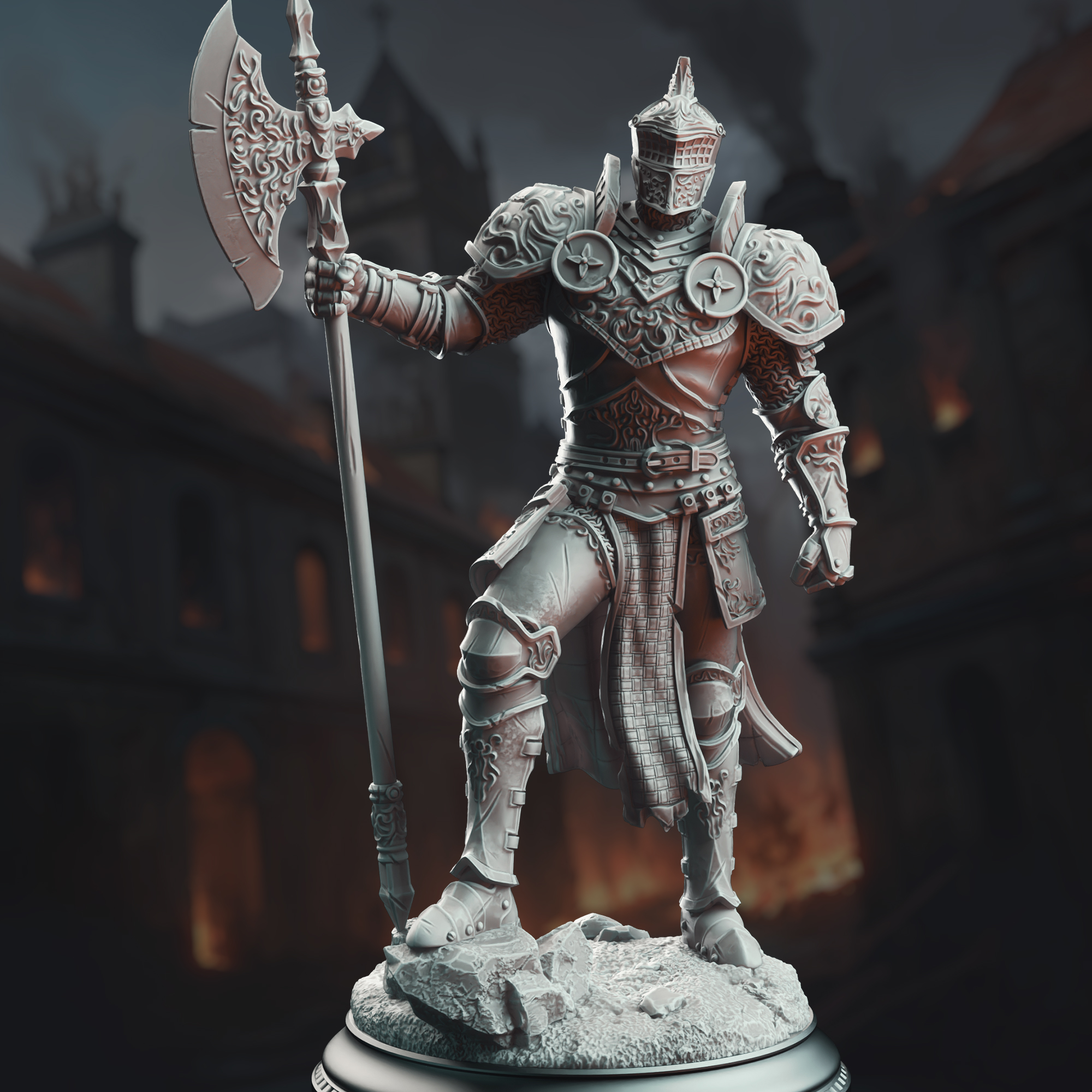 Unpainted resin miniature of Ser Claudius - Knight of the Tower