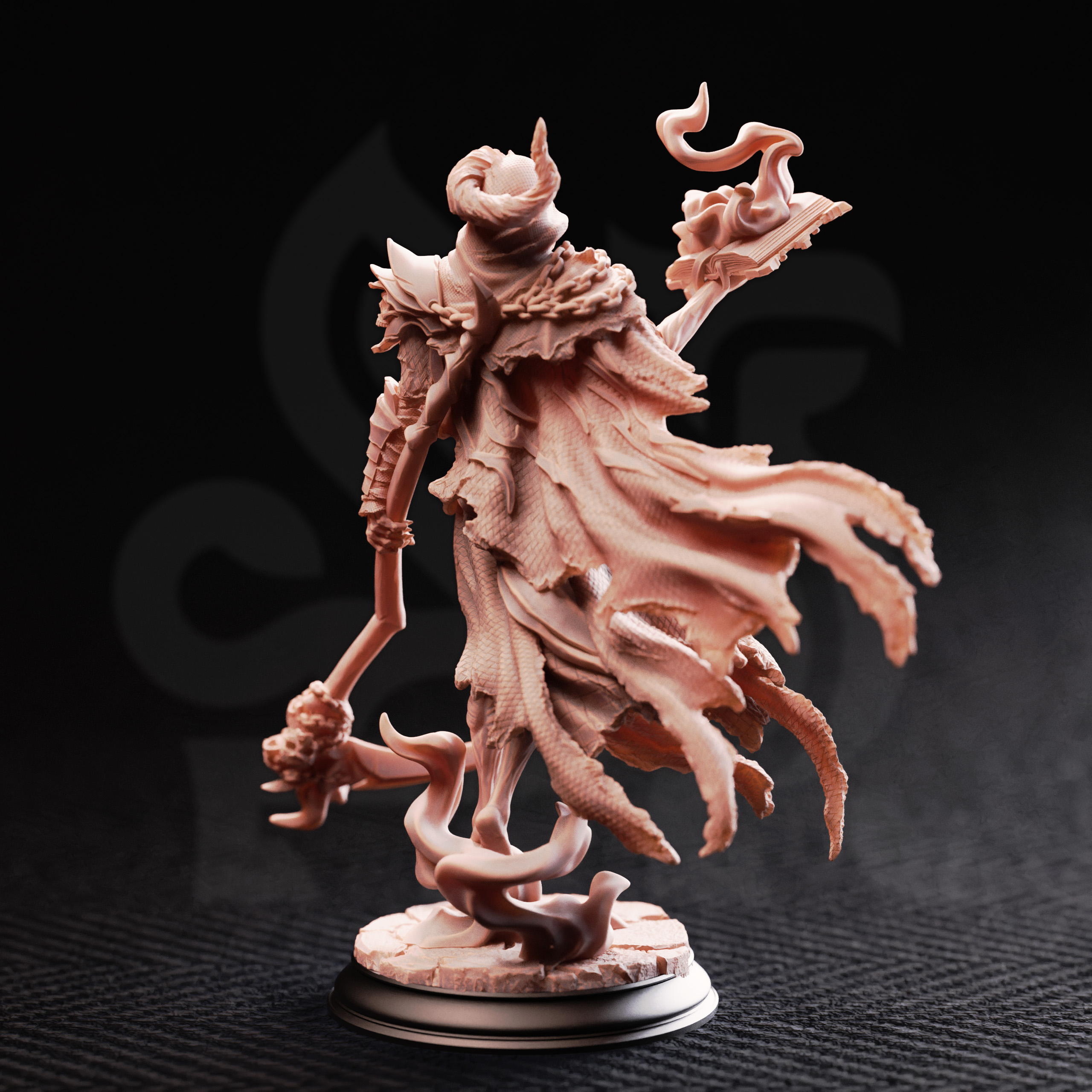 Unpainted resin miniature of Siltharis, lich of the restless grave — view 3 of 4