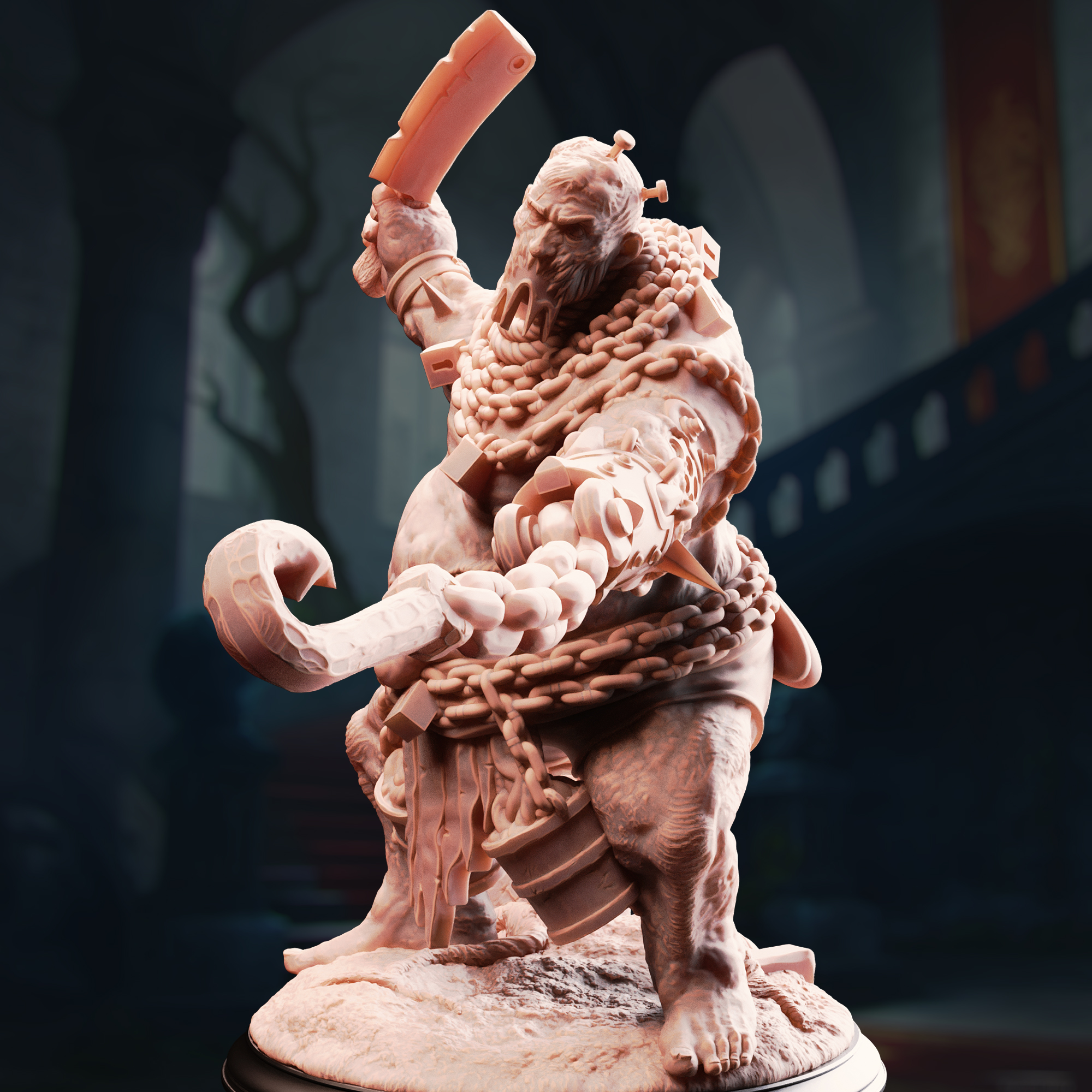 Unpainted resin miniature of Sown One, flesh golem — view 2 of 4