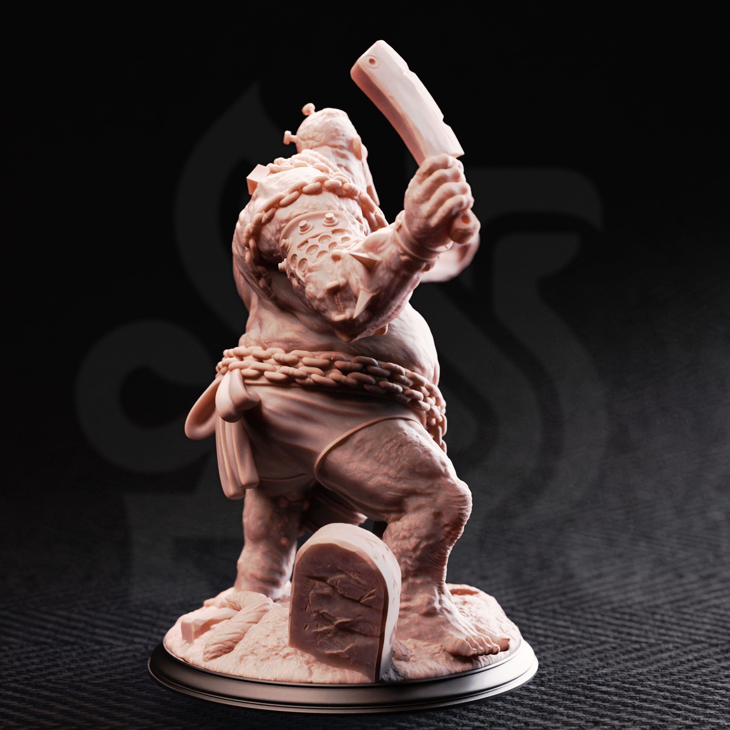 Unpainted resin miniature of Sown One, flesh golem — view 3 of 4
