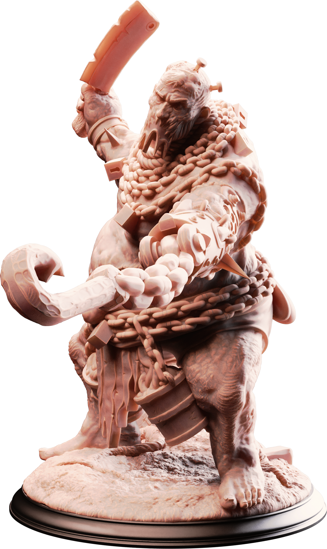 Unpainted resin miniature of Sown One, flesh golem — view 4 of 4