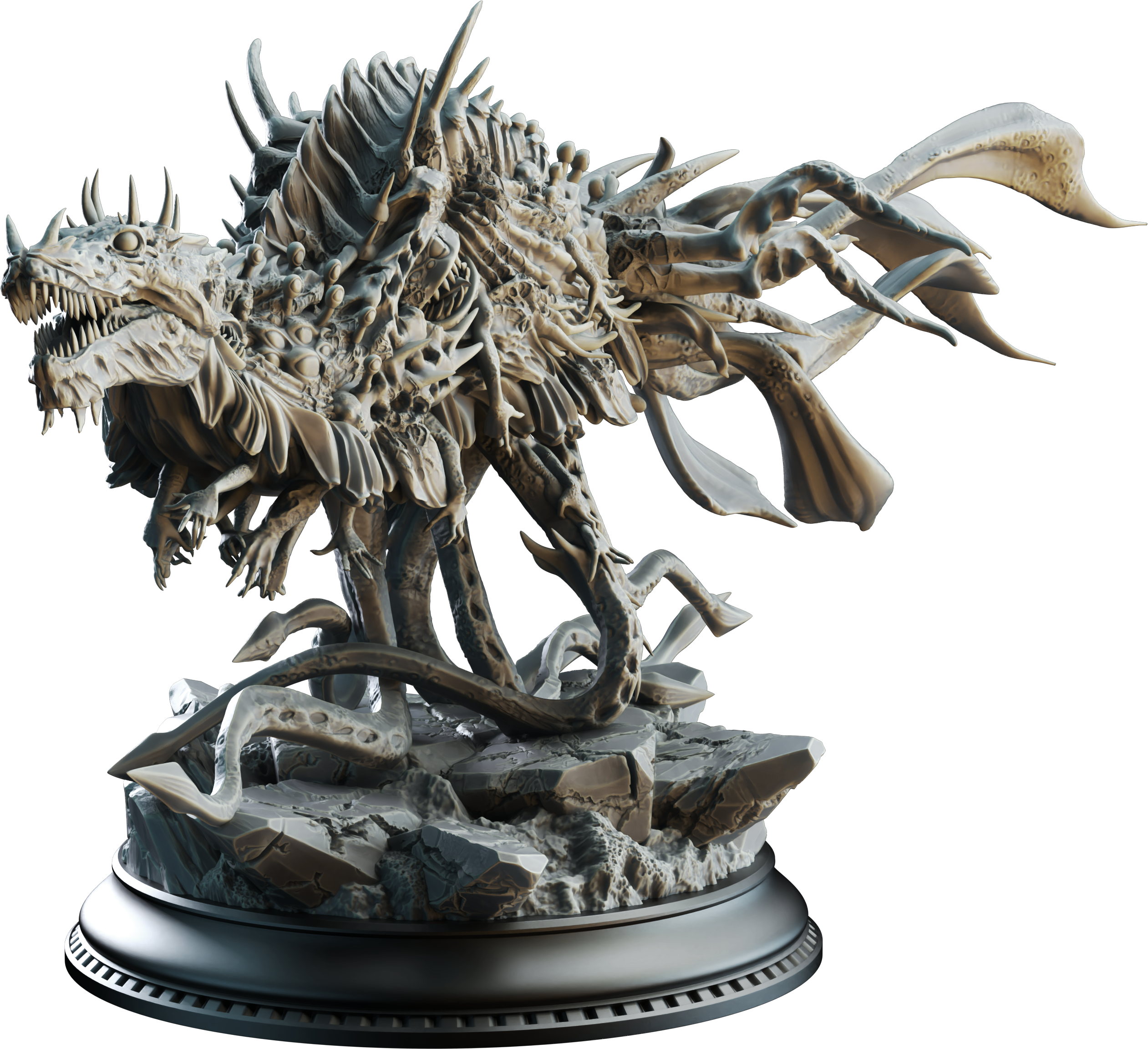 Unpainted resin miniature of The Ark of the Enlightened, an aberration, on a round base — view 4 of 4