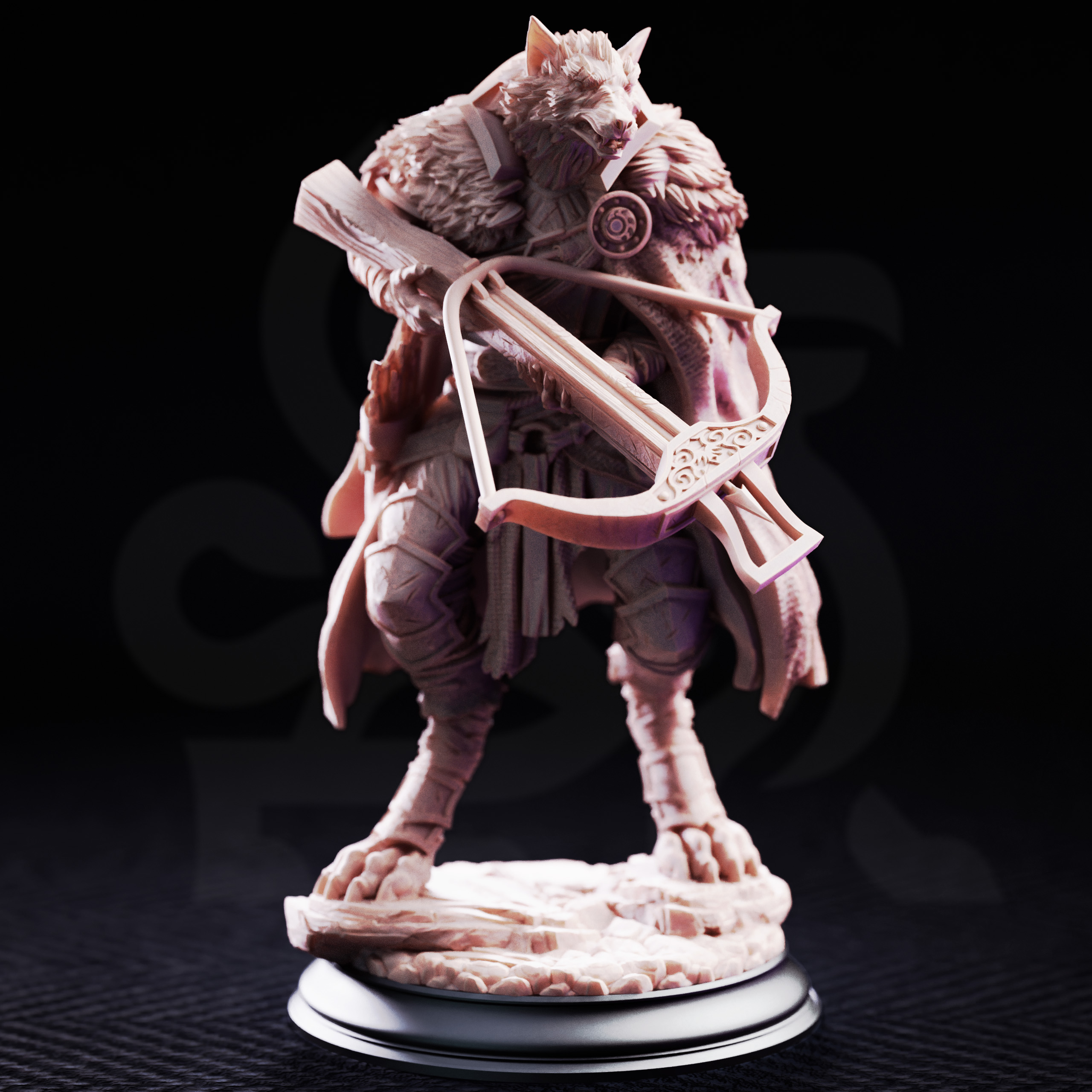 Unpainted resin miniature of The Big Bad, wolf hunter