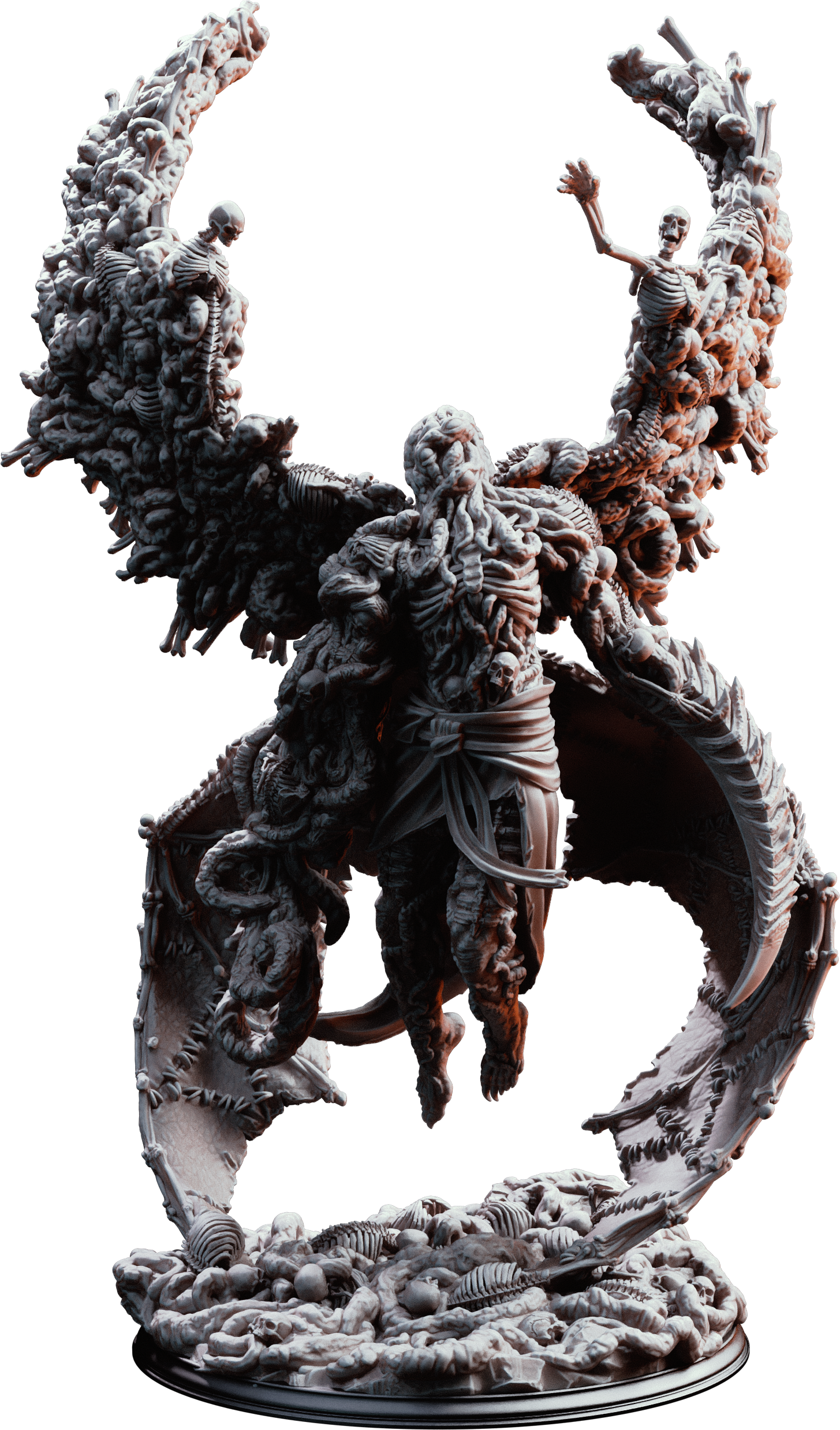 Unpainted resin miniature of The Blight’s Chosen, an aberration, on a round base — view 4 of 4