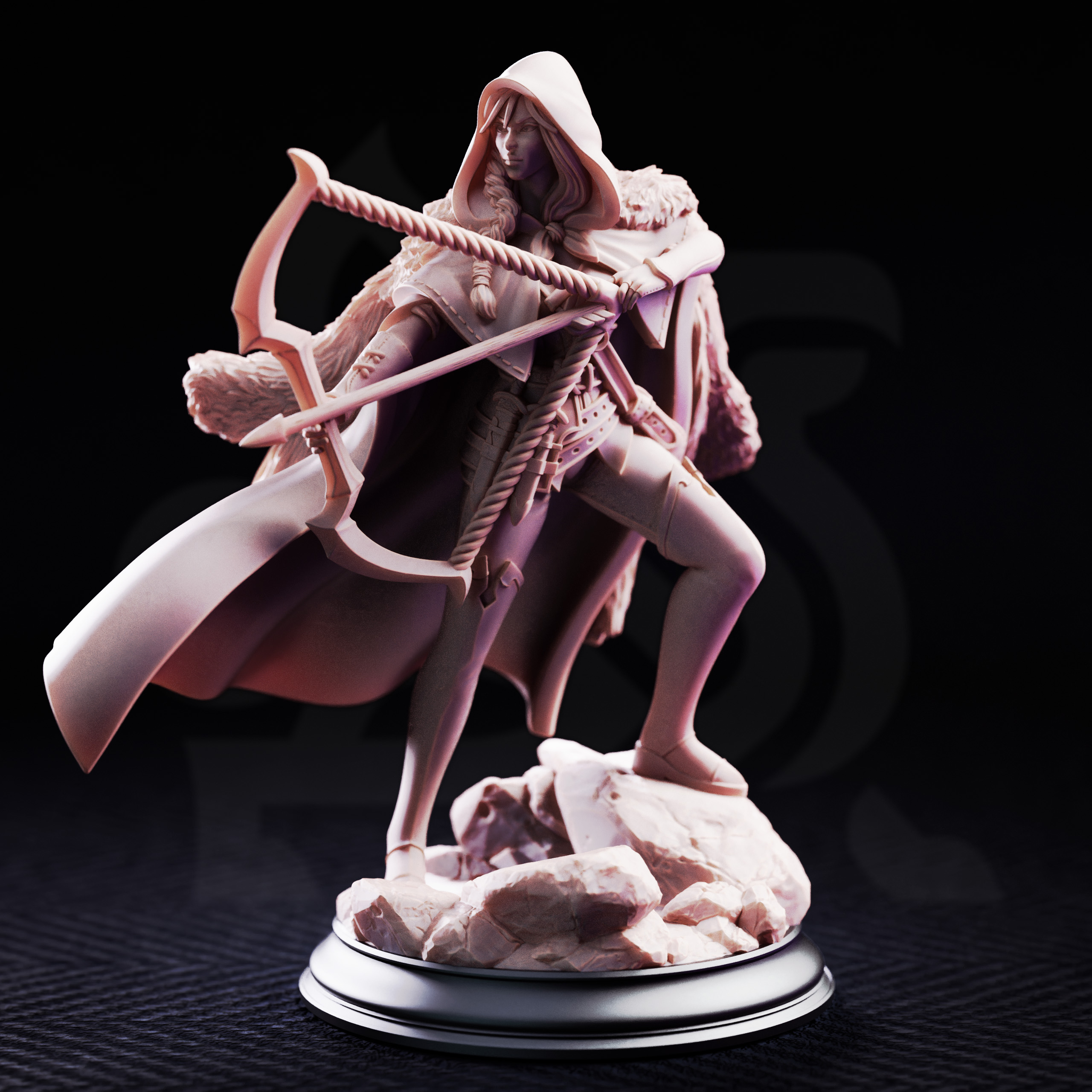 Unpainted resin miniature of The Crimson Hood, brigand of the woods