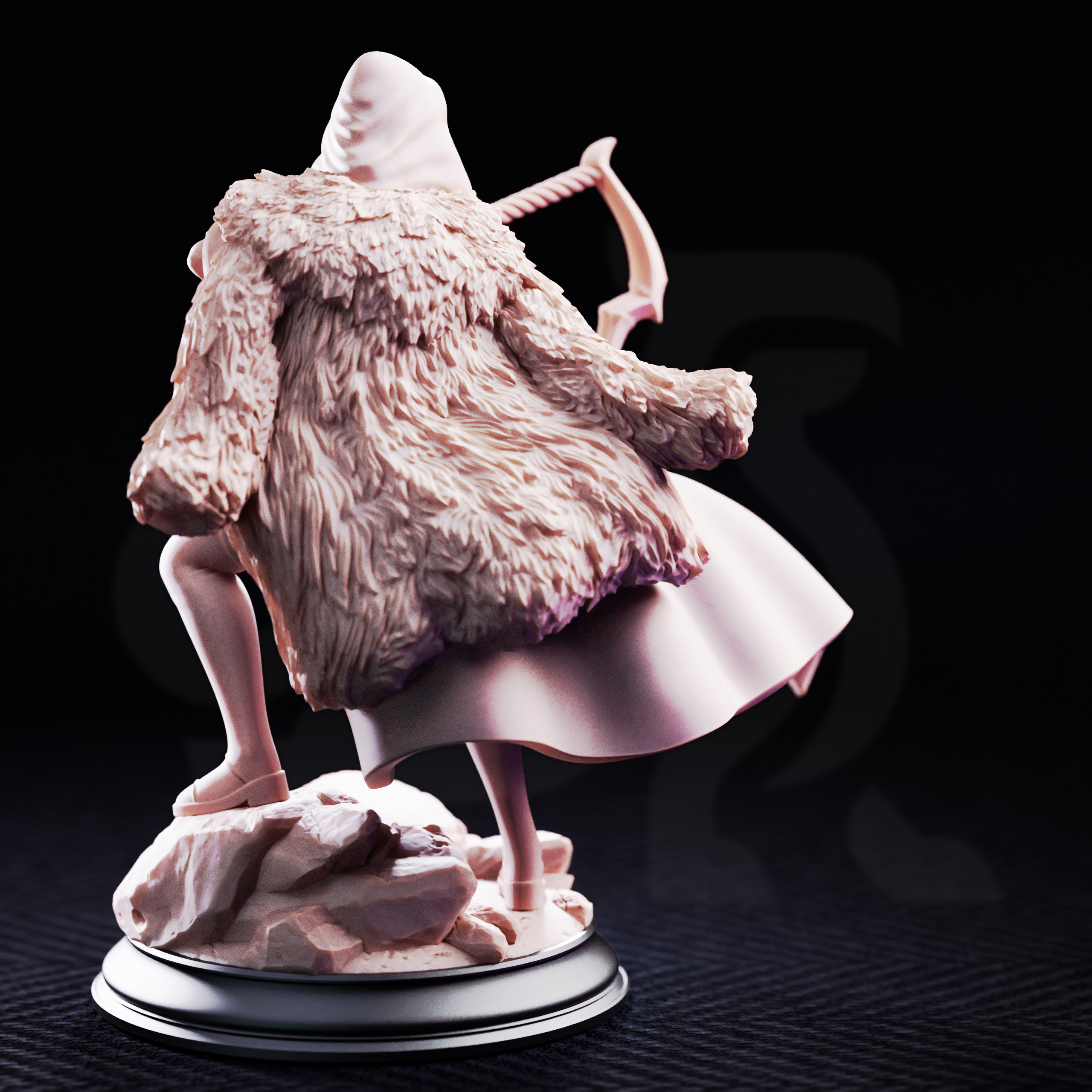Unpainted resin miniature of The Crimson Hood, brigand of the woods — view 3 of 4