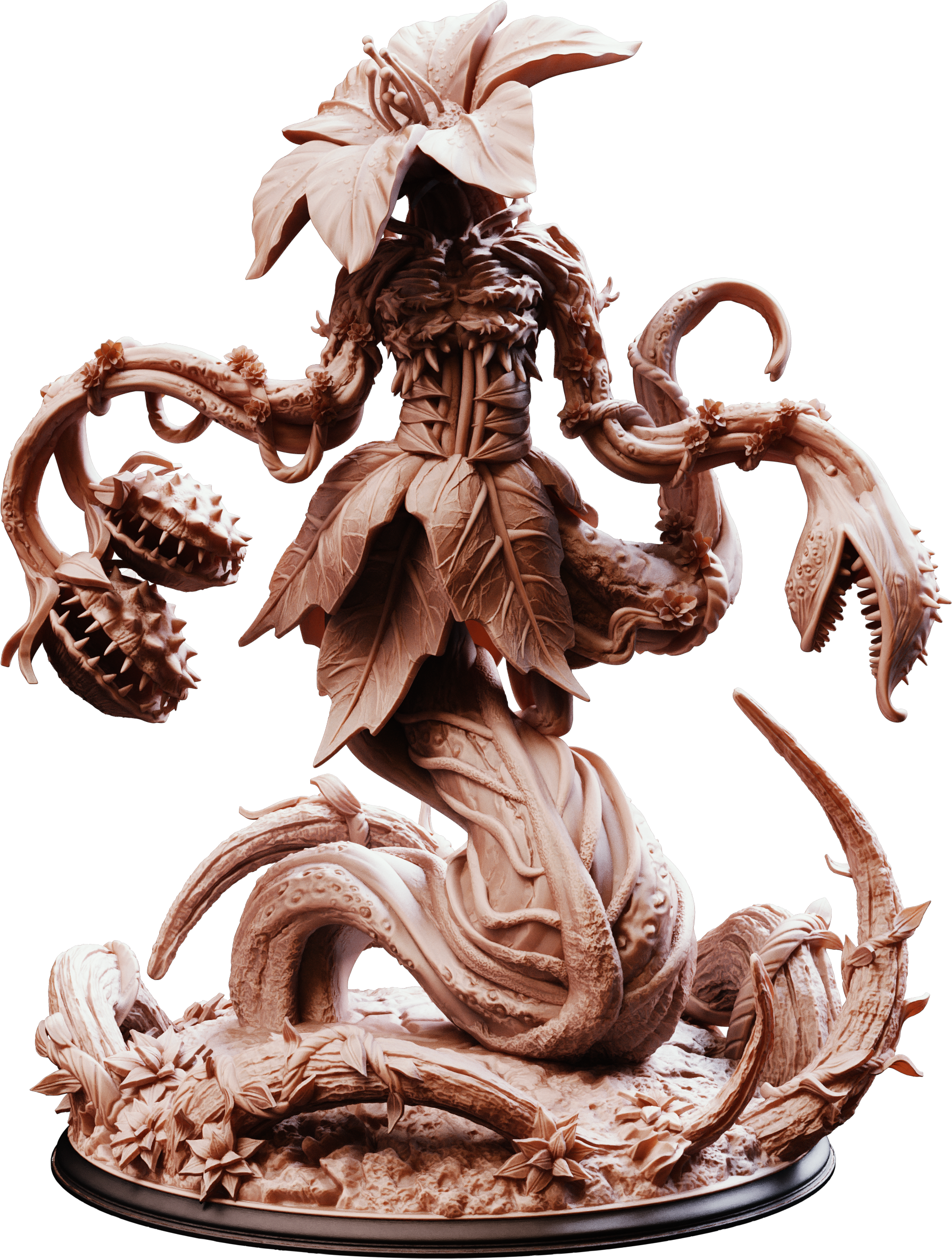 Unpainted resin miniature of The Thornmother, a fey, on a round base — view 4 of 4