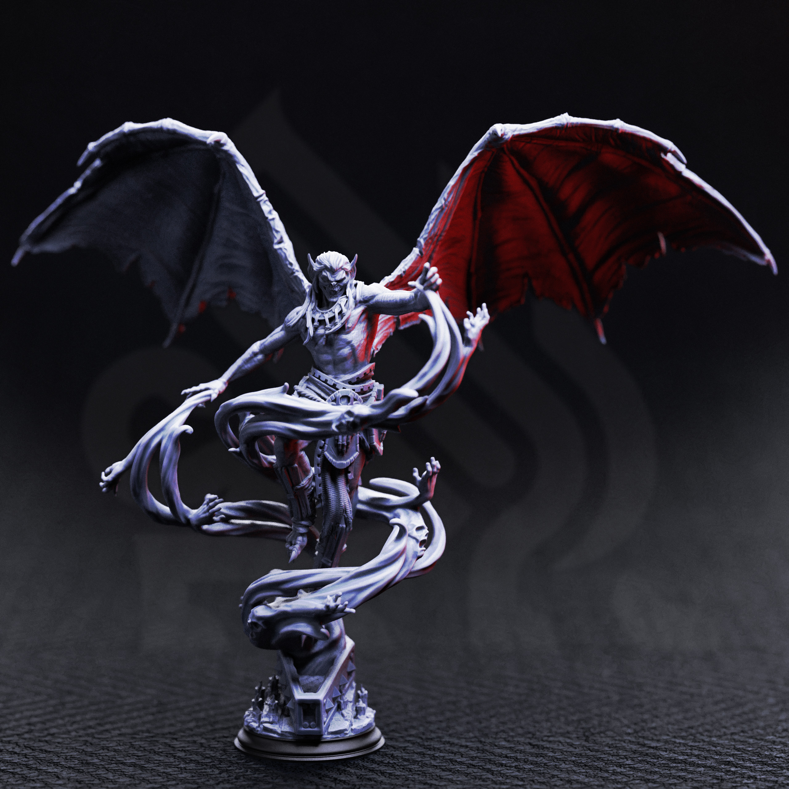 Unpainted resin miniature of Theldranax the Ancient, elder vampire