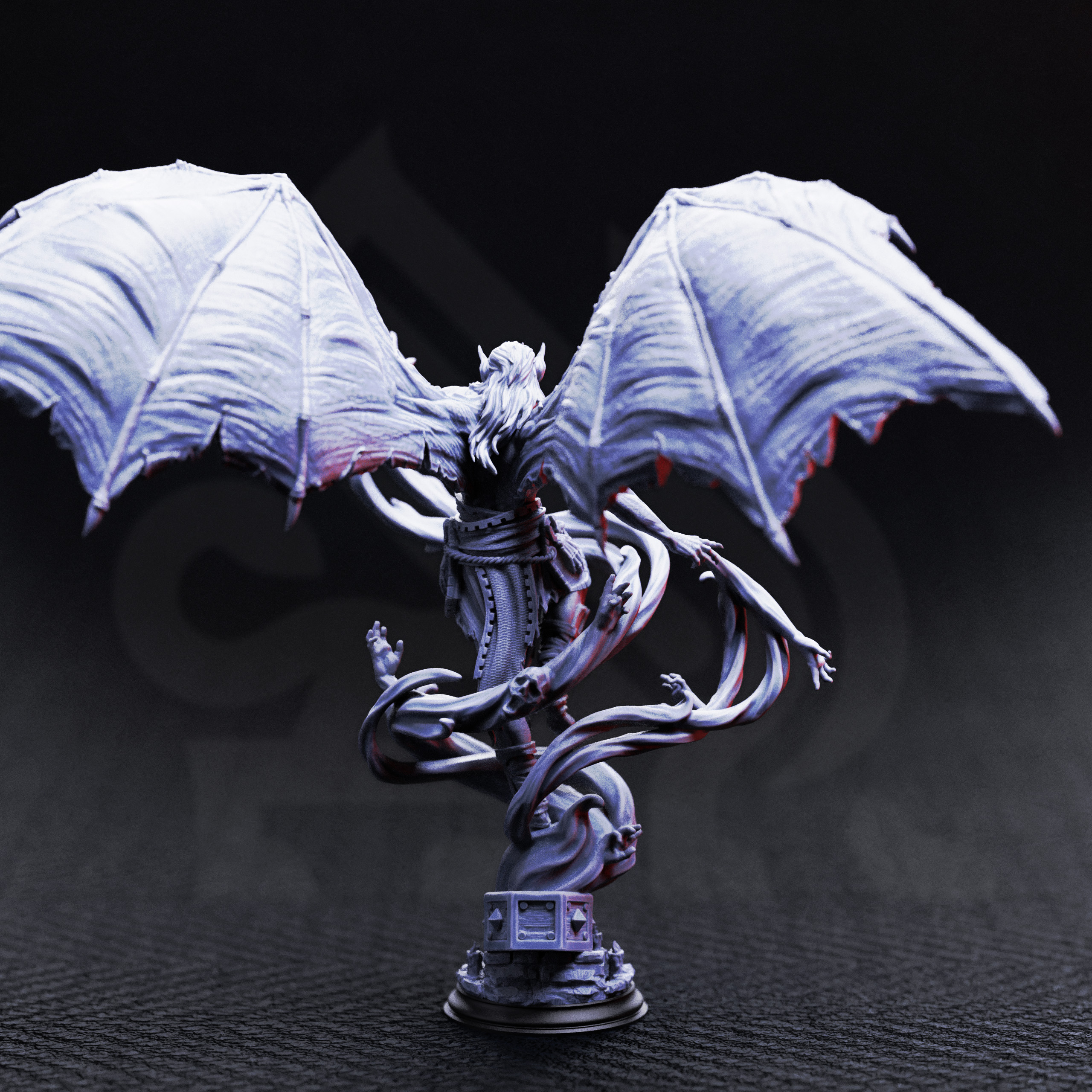 Unpainted resin miniature of Theldranax the Ancient, elder vampire — view 3 of 4