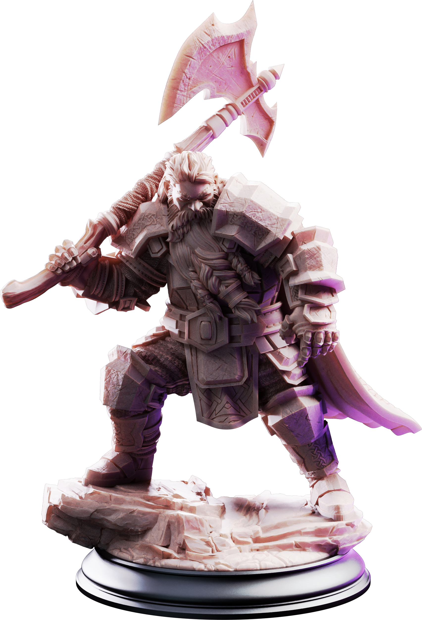 Unpainted resin miniature of Took, dwarven axeman — view 4 of 4