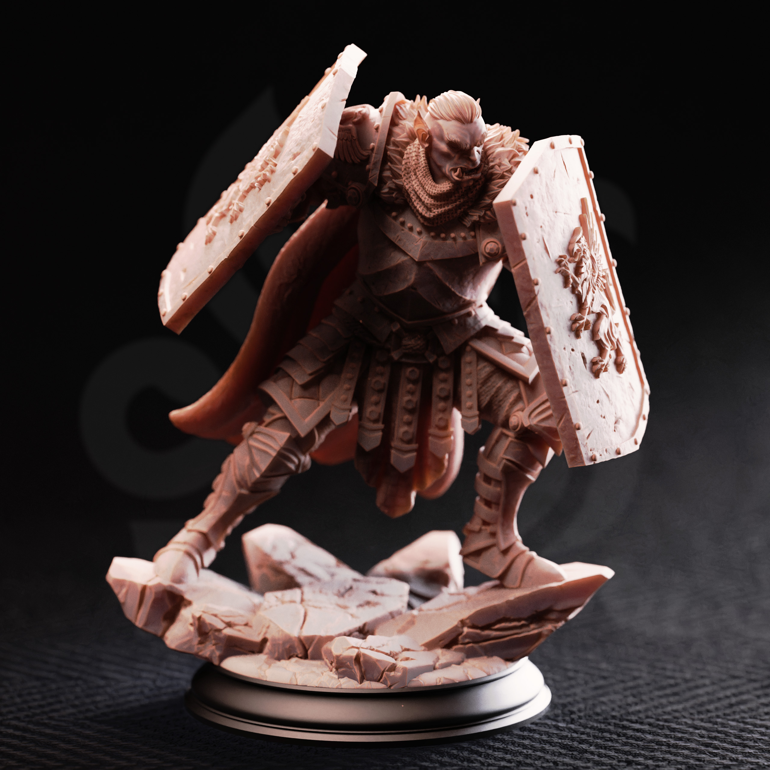 Unpainted resin miniature of Trenon the Remade, golden griffin vanguard