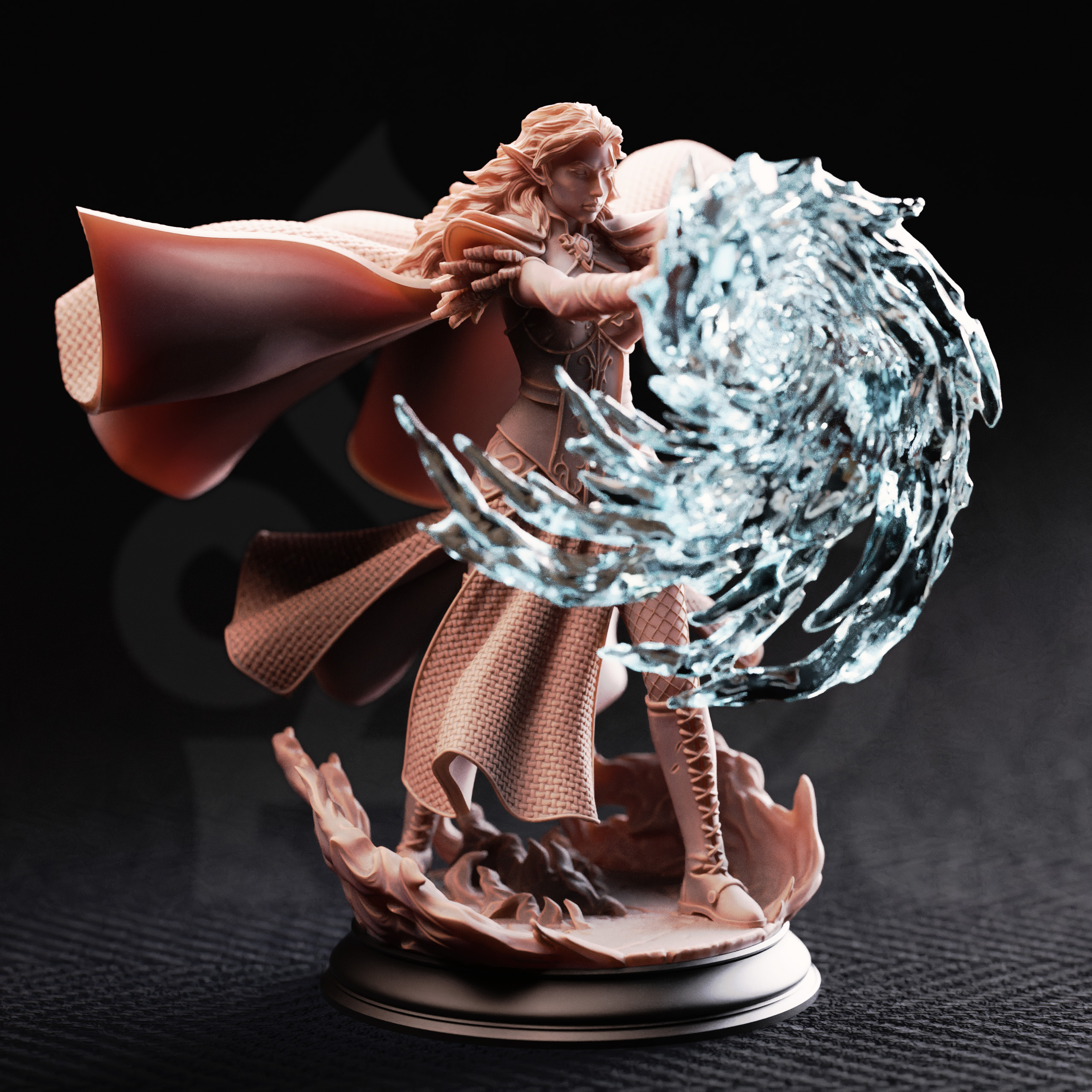 Unpainted resin miniature of Tyria Ravensong, unbridled sorceress