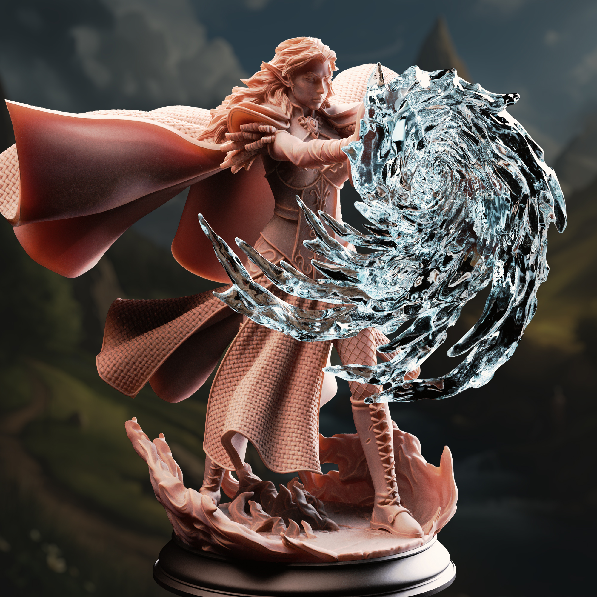 Unpainted resin miniature of Tyria Ravensong, unbridled sorceress — view 2 of 4