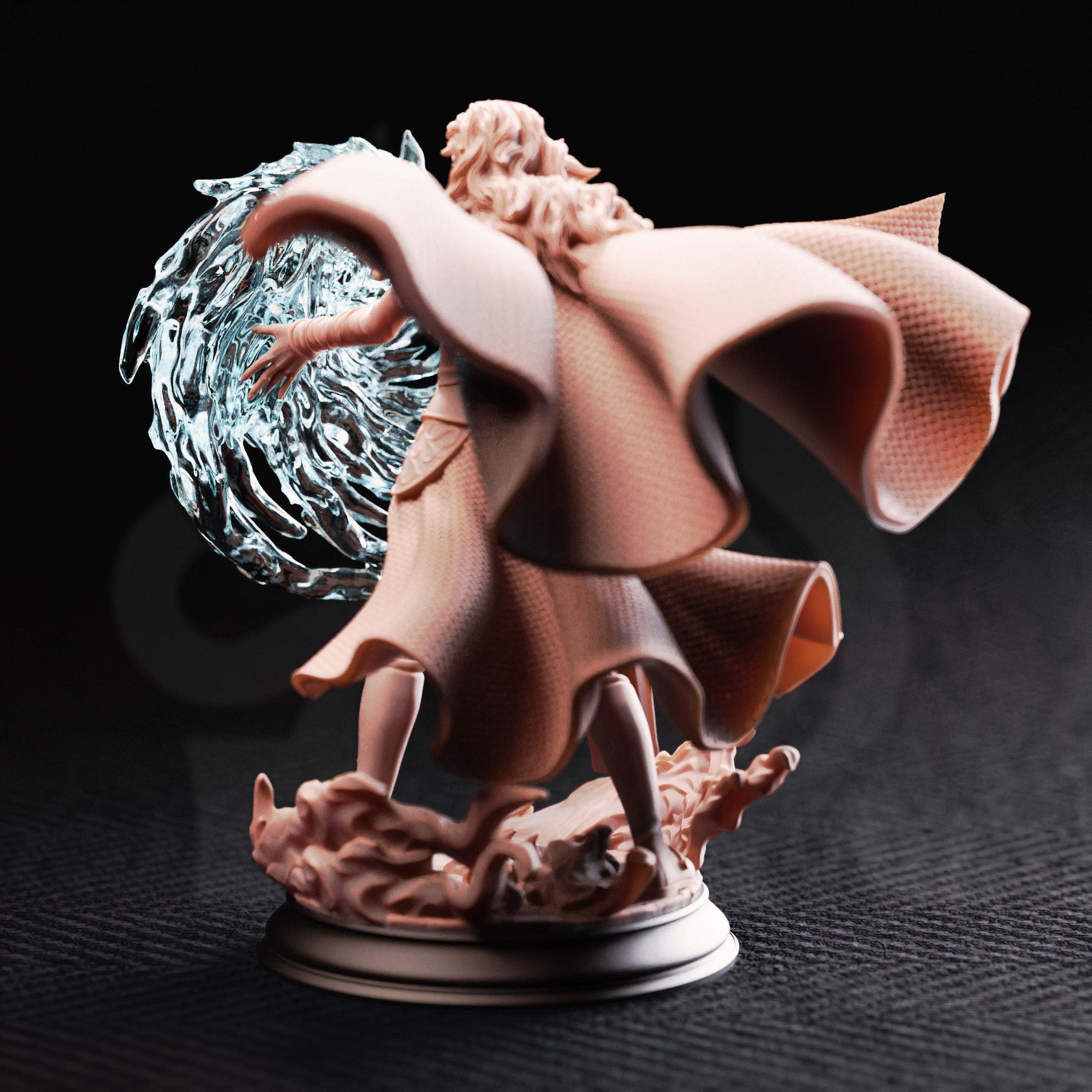 Unpainted resin miniature of Tyria Ravensong, unbridled sorceress — view 3 of 4
