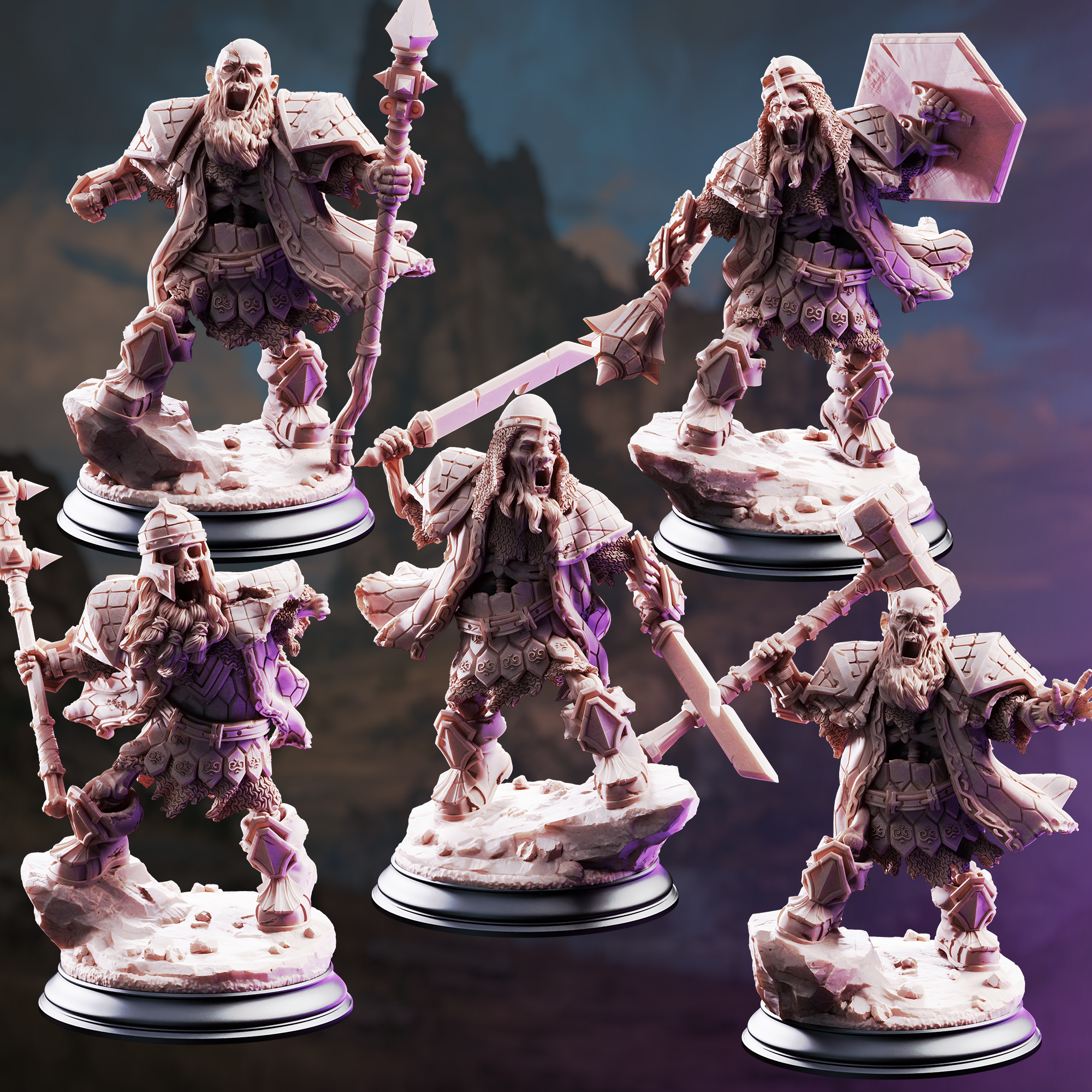 Unpainted resin miniature of Undead Dwarven Brothers — view 6 of 6