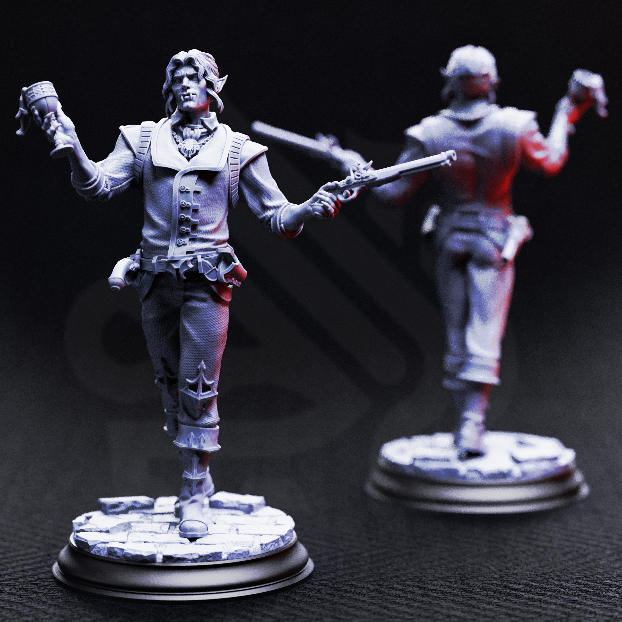 Unpainted resin miniature of Vampire Socialites, guests of the masquerade — view 2 of 6