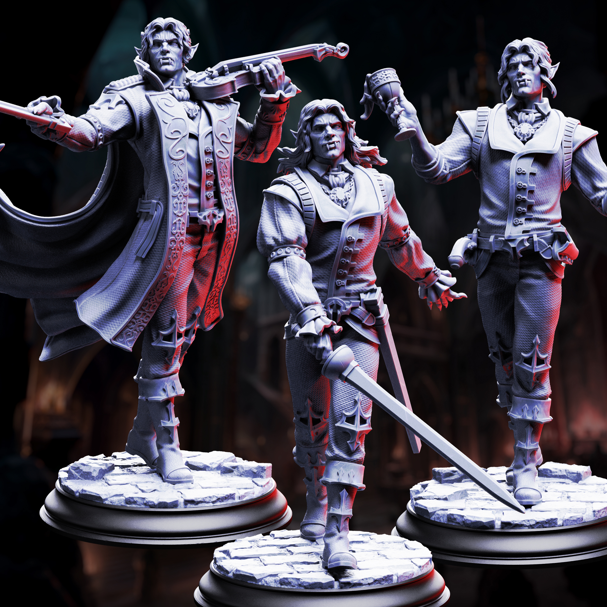 Unpainted resin miniature of Vampire Socialites, guests of the masquerade — view 4 of 6